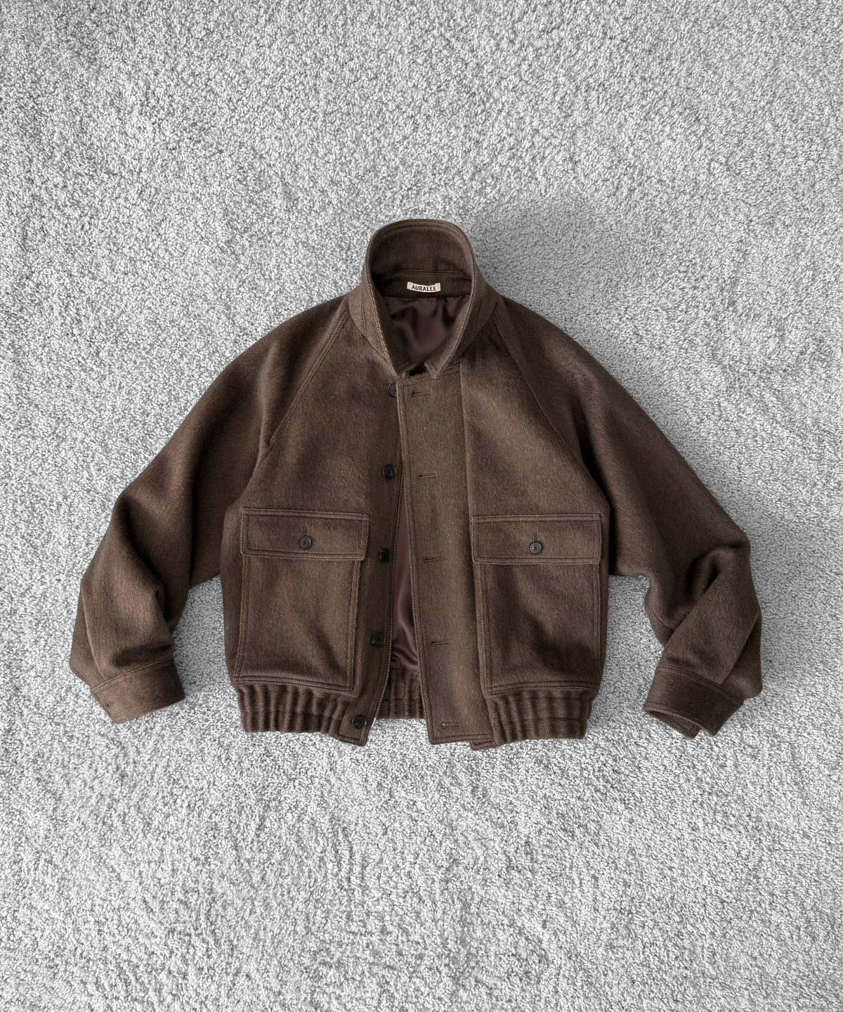 AURALEE Hairy wool mohair chambray blouson “BROWN”
