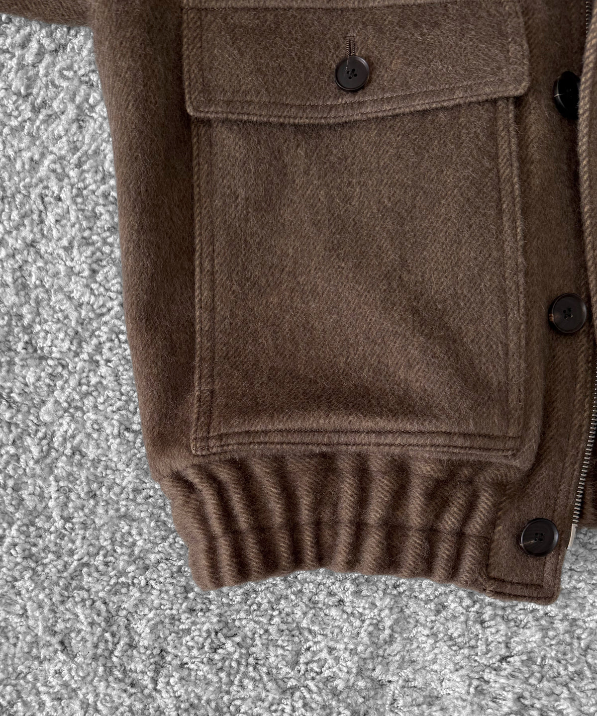 AURALEE Hairy wool mohair chambray blouson “BROWN”