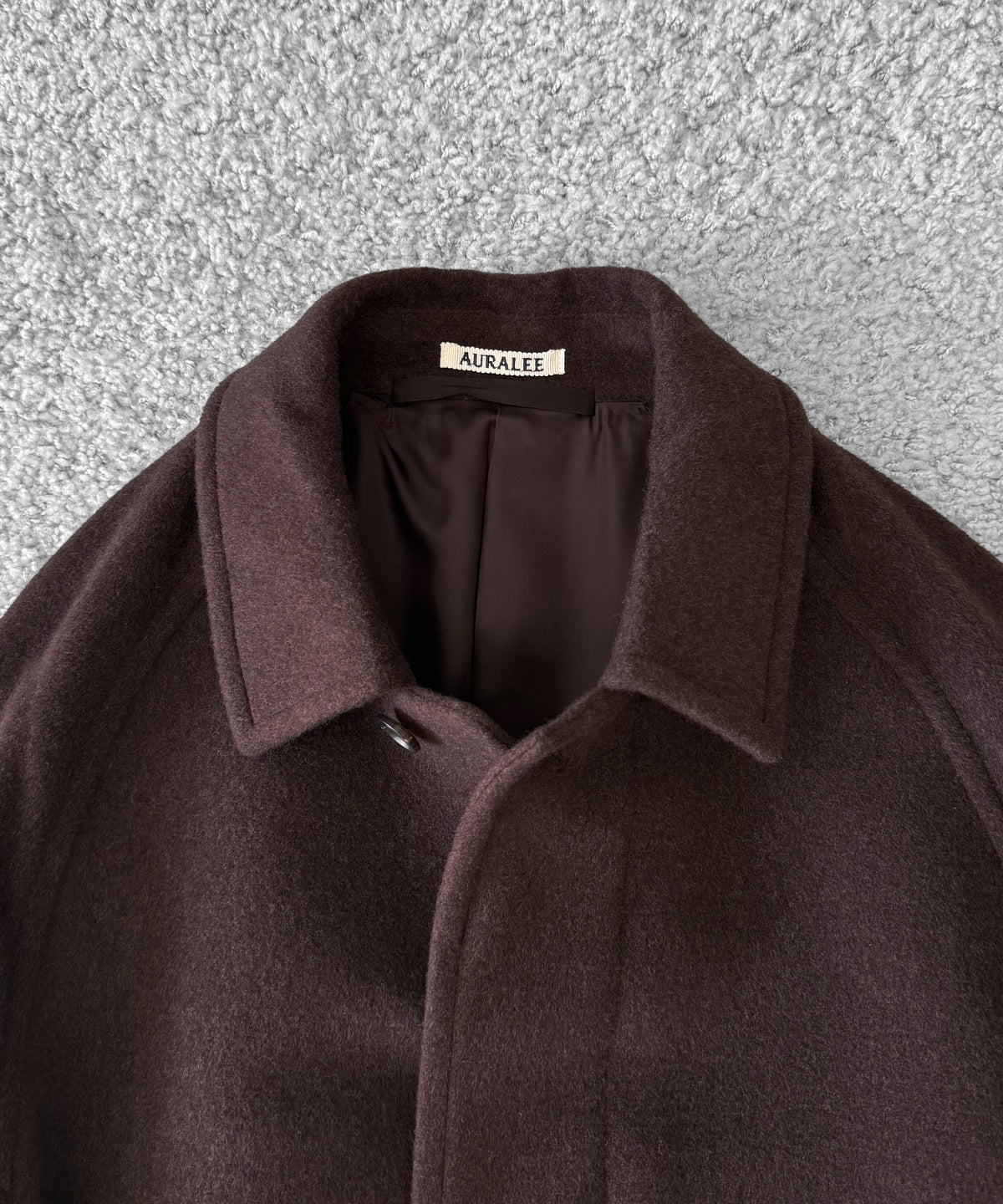 AURALEE Super fine wool mosser soutien collar coat “TOP BROWN”