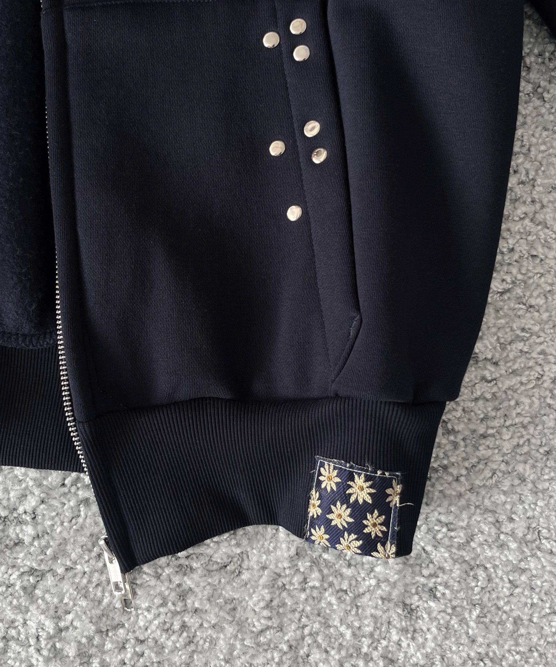 HANNAH CREAK Studded hoodie double zip "DARK BLUE"