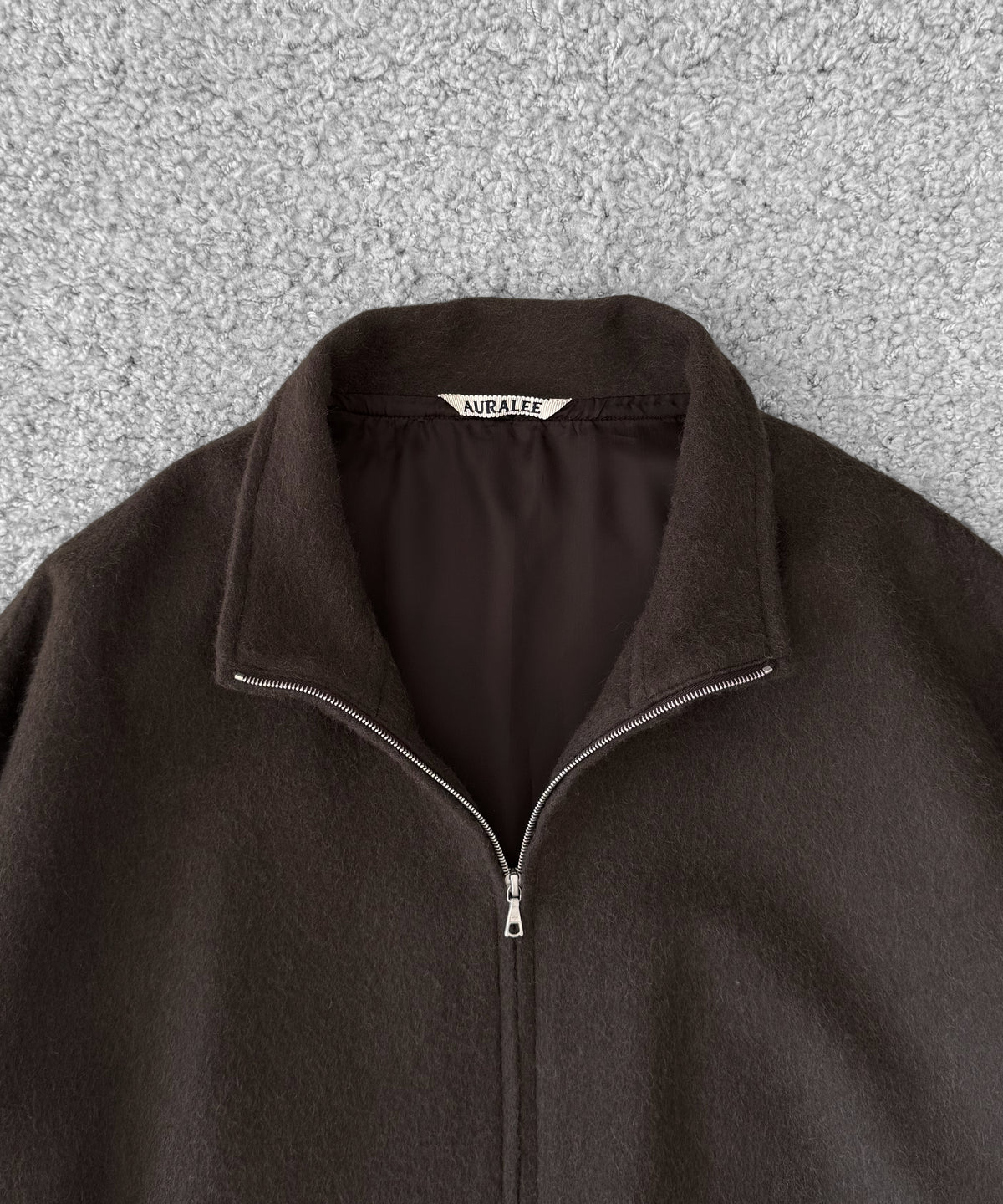 AURALEE Baby camel flannel zip blouson "DARK BROWN"