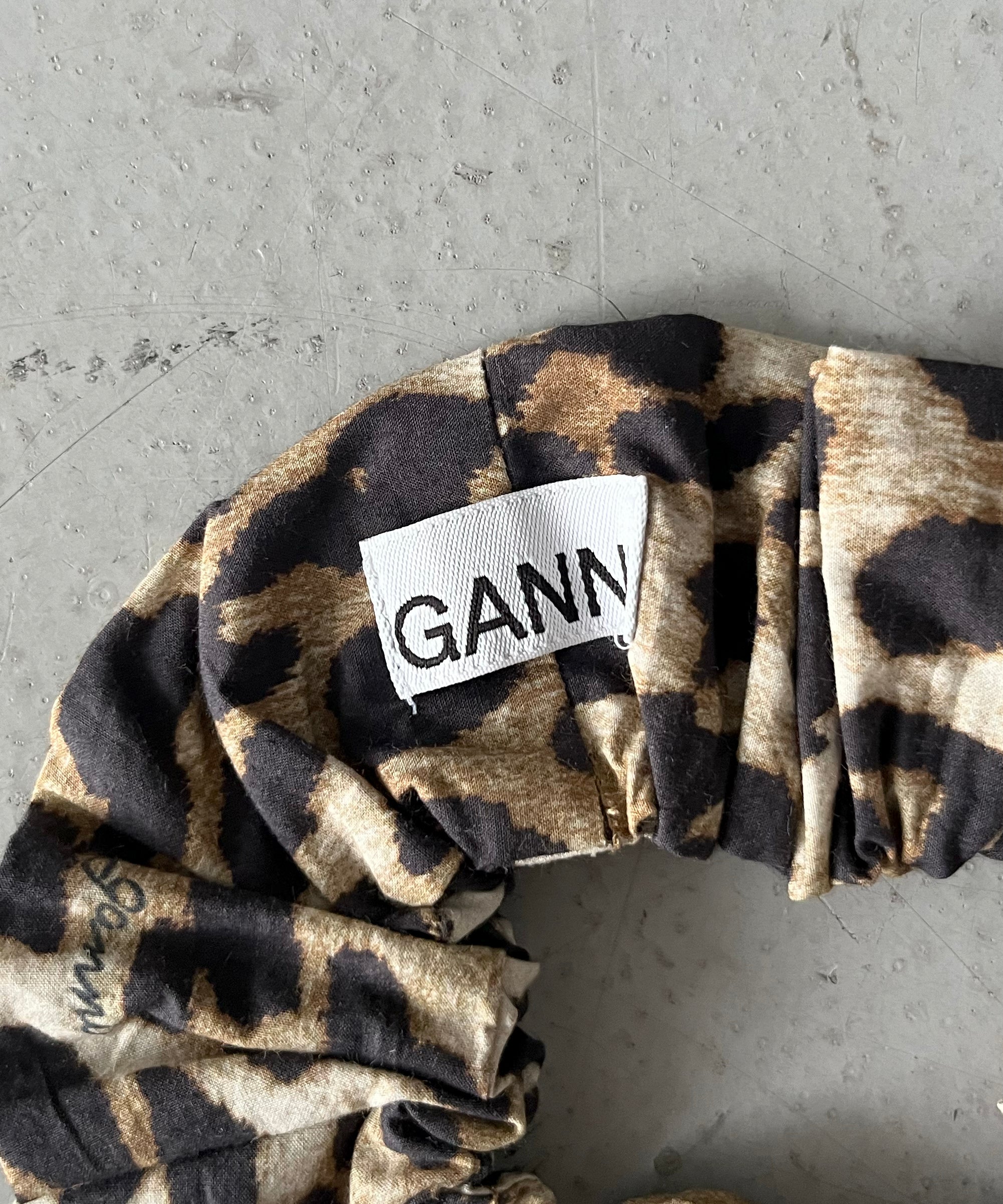 GANNI Printed cotton scrunchie "LEOPARD"