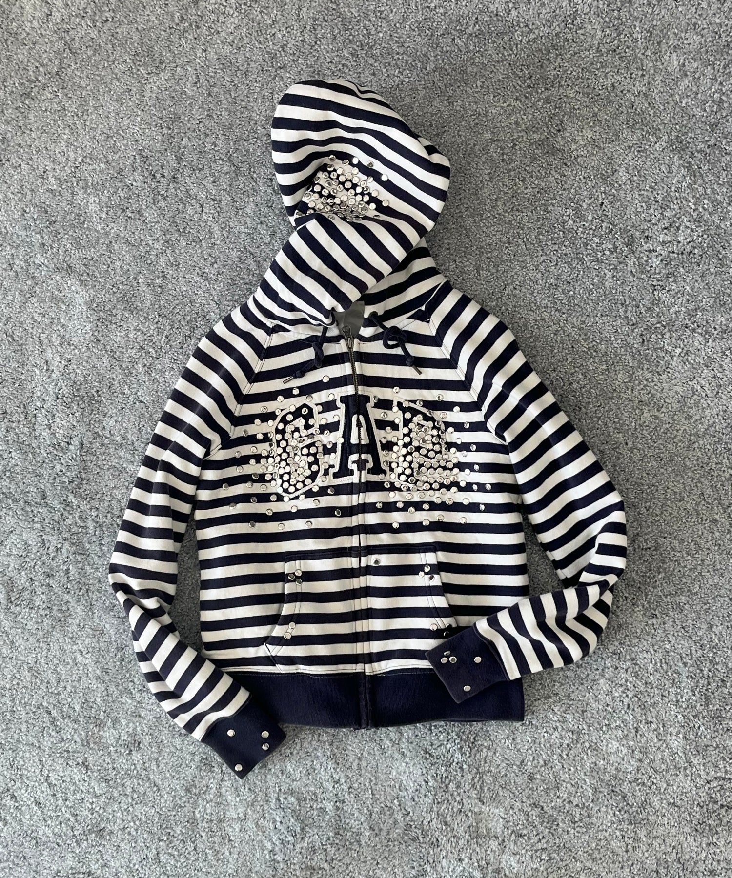 HANNAH CREAK Stud zip up hoodie "NAVY"