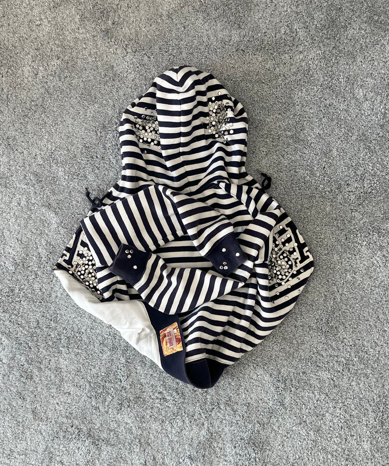 HANNAH CREAK Stud zip up hoodie "NAVY"