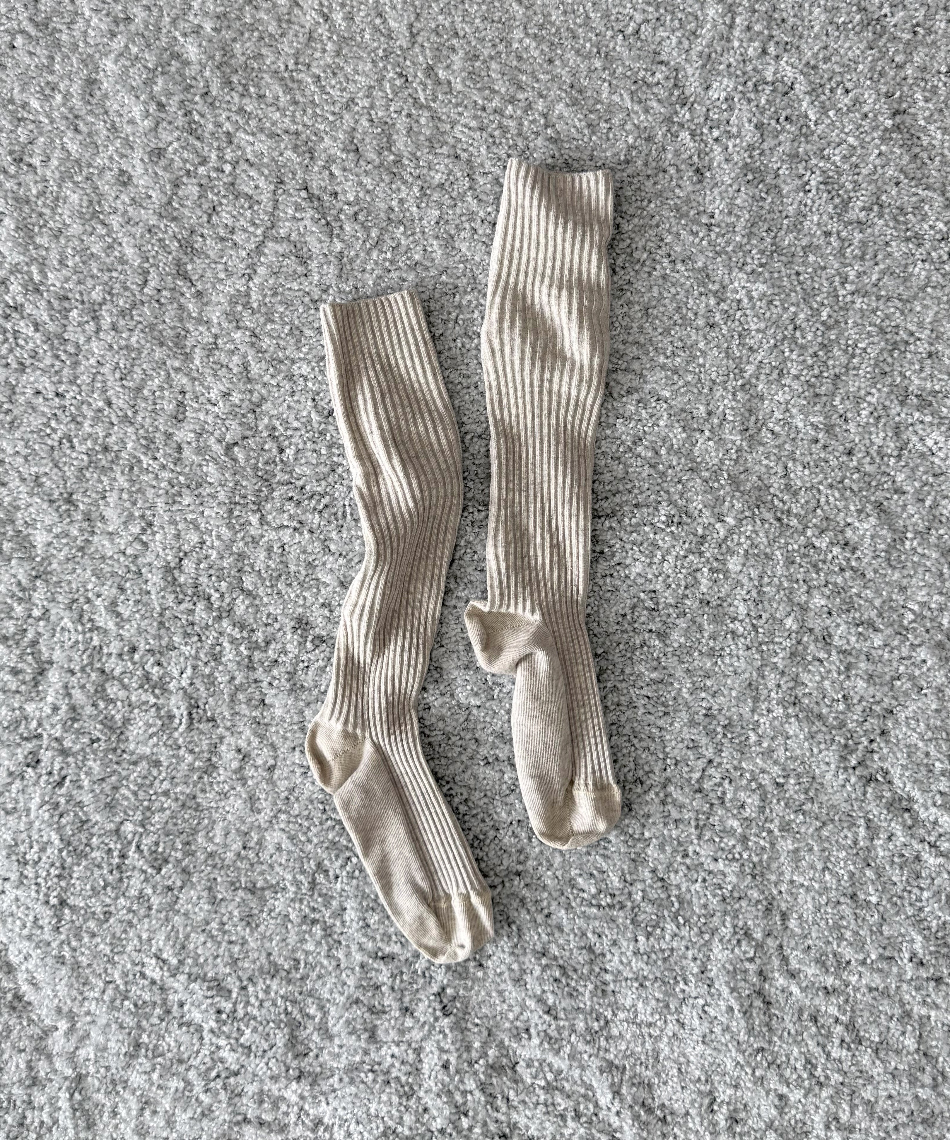 Baserange Rib knee socks "GREYMELANG"
