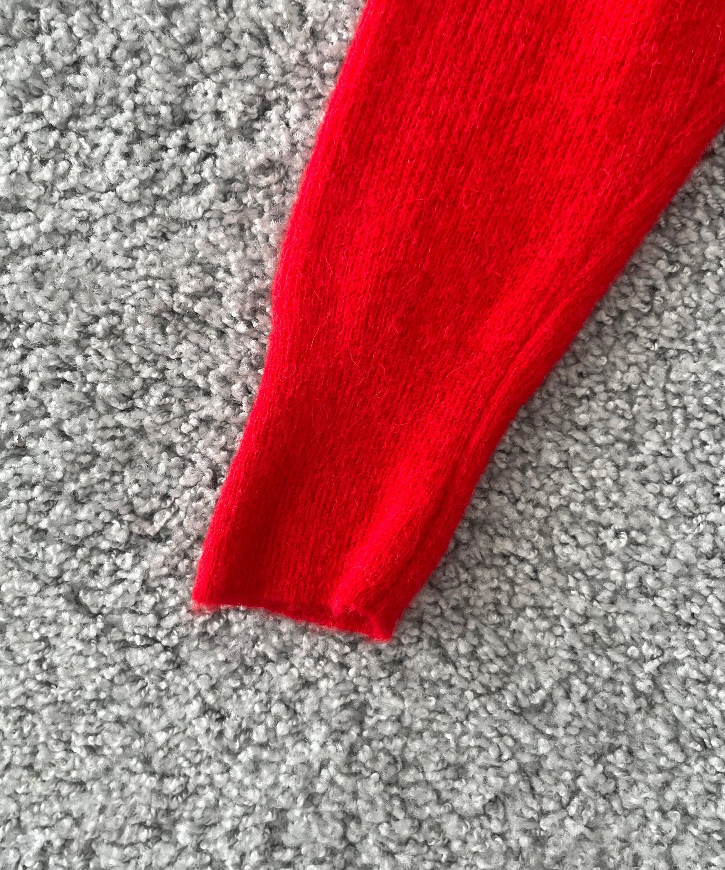 AURALEE Baby suri alpaca sheer knit skipper polo "RED"