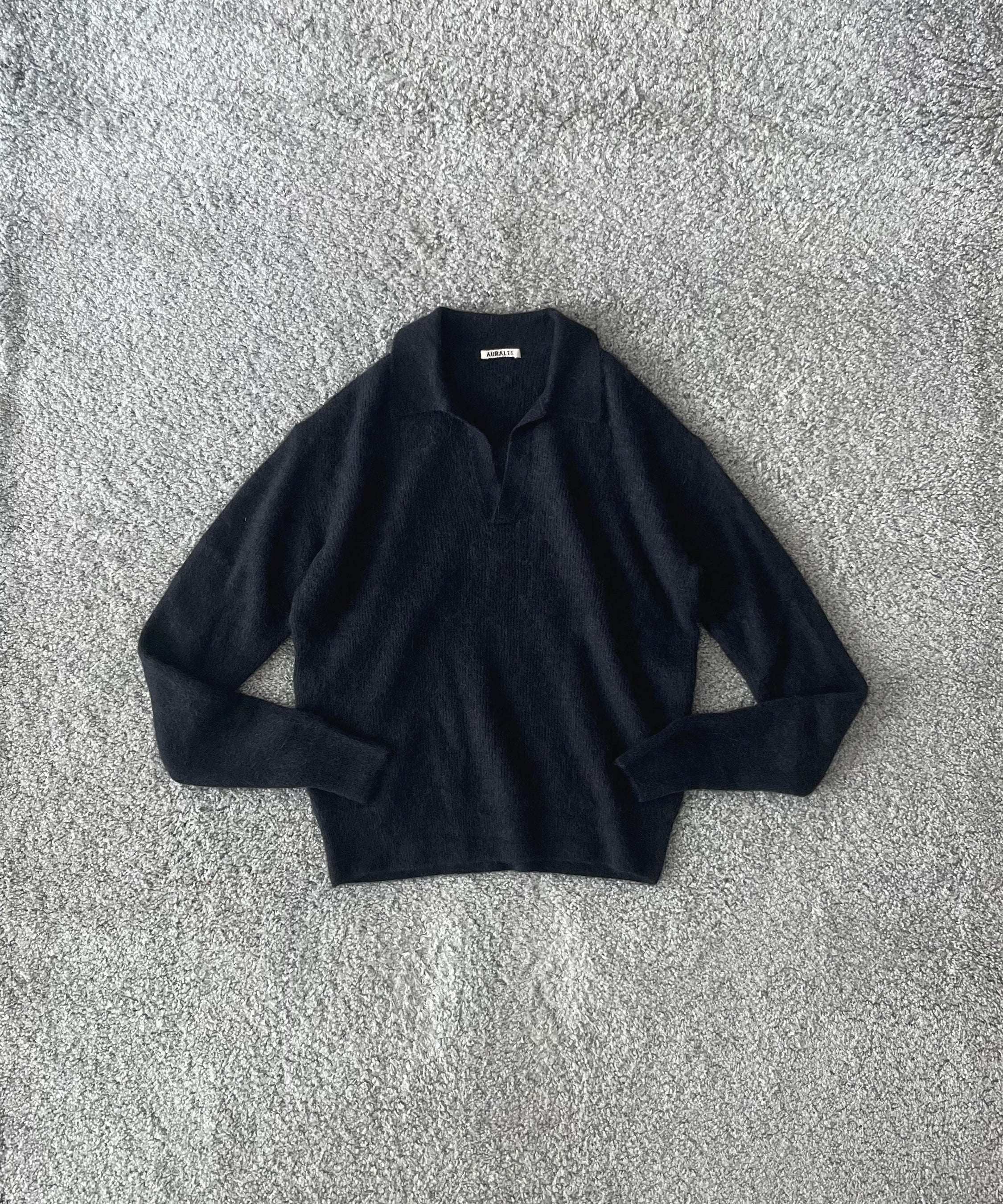 AURALEE【オーラリー】Baby suri alpaca sheer knit skipper polo