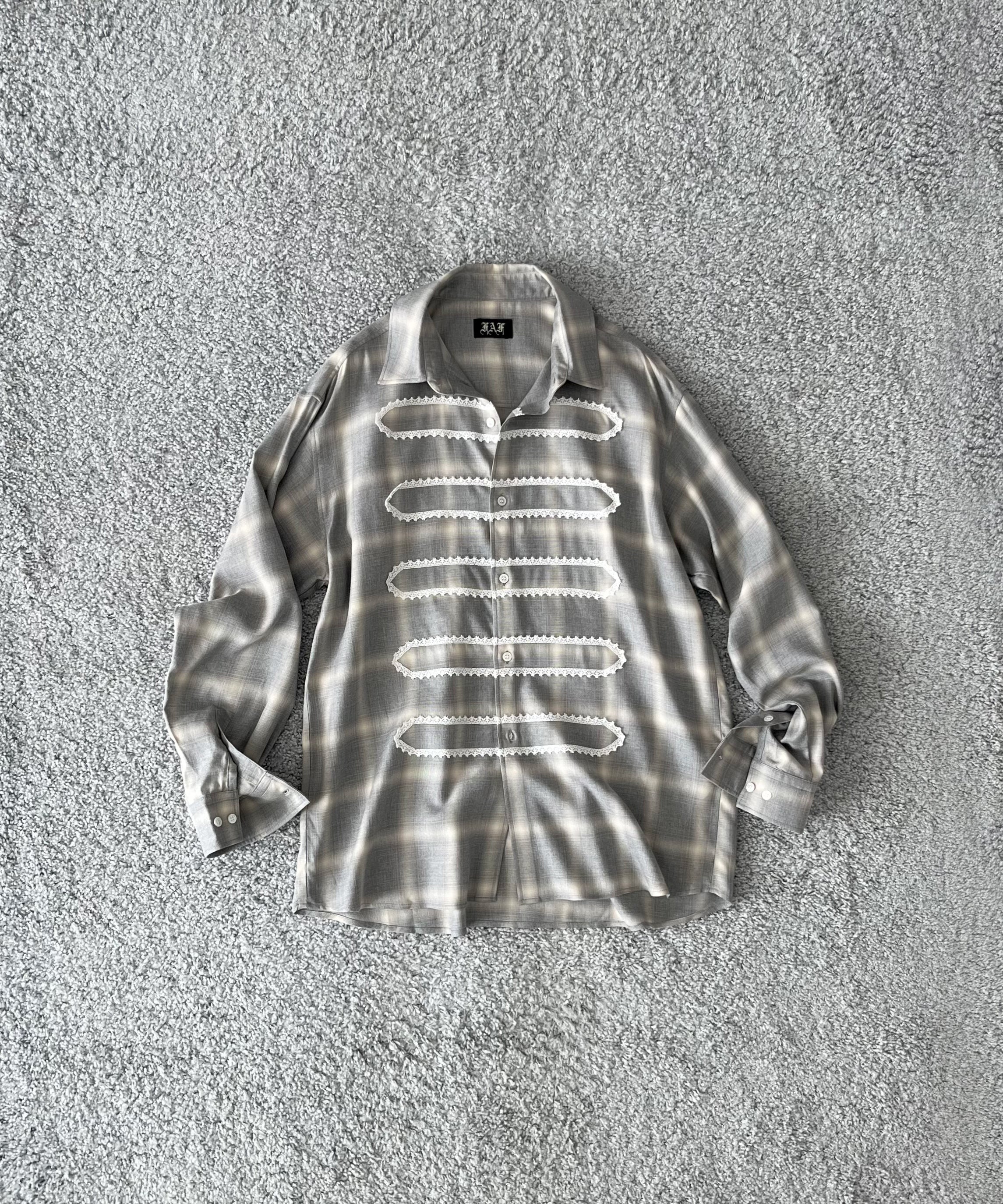 FAF(FAKE AS FLOWERS) Lace shadow check shirts "GRAY"