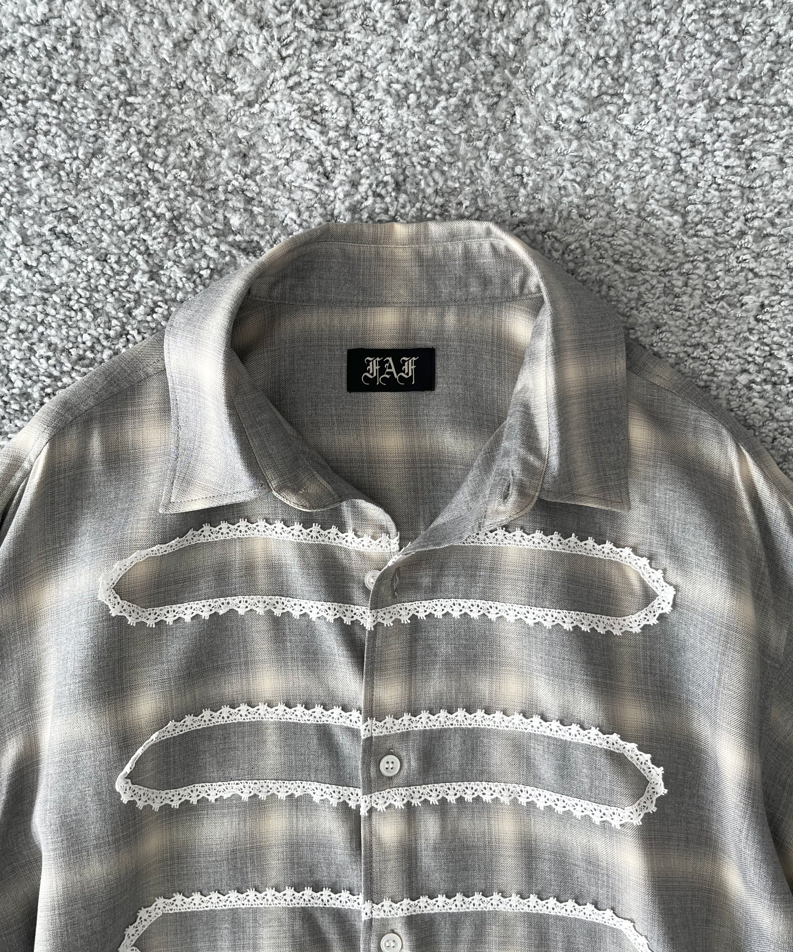FAF(FAKE AS FLOWERS) Lace shadow check shirts "GRAY"