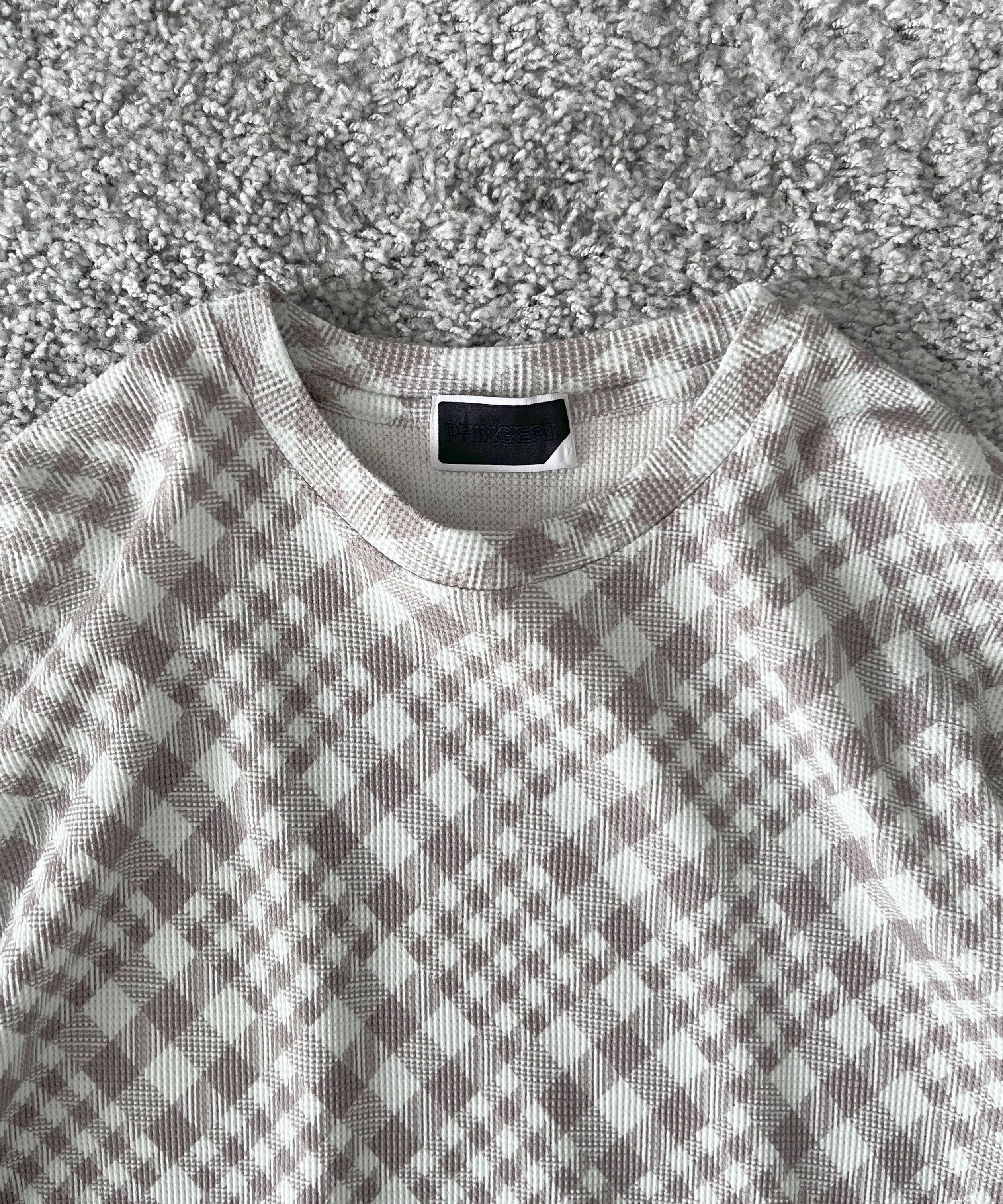PHINGERIN Gingham l/s waffle thermal "A:SKY GREY"