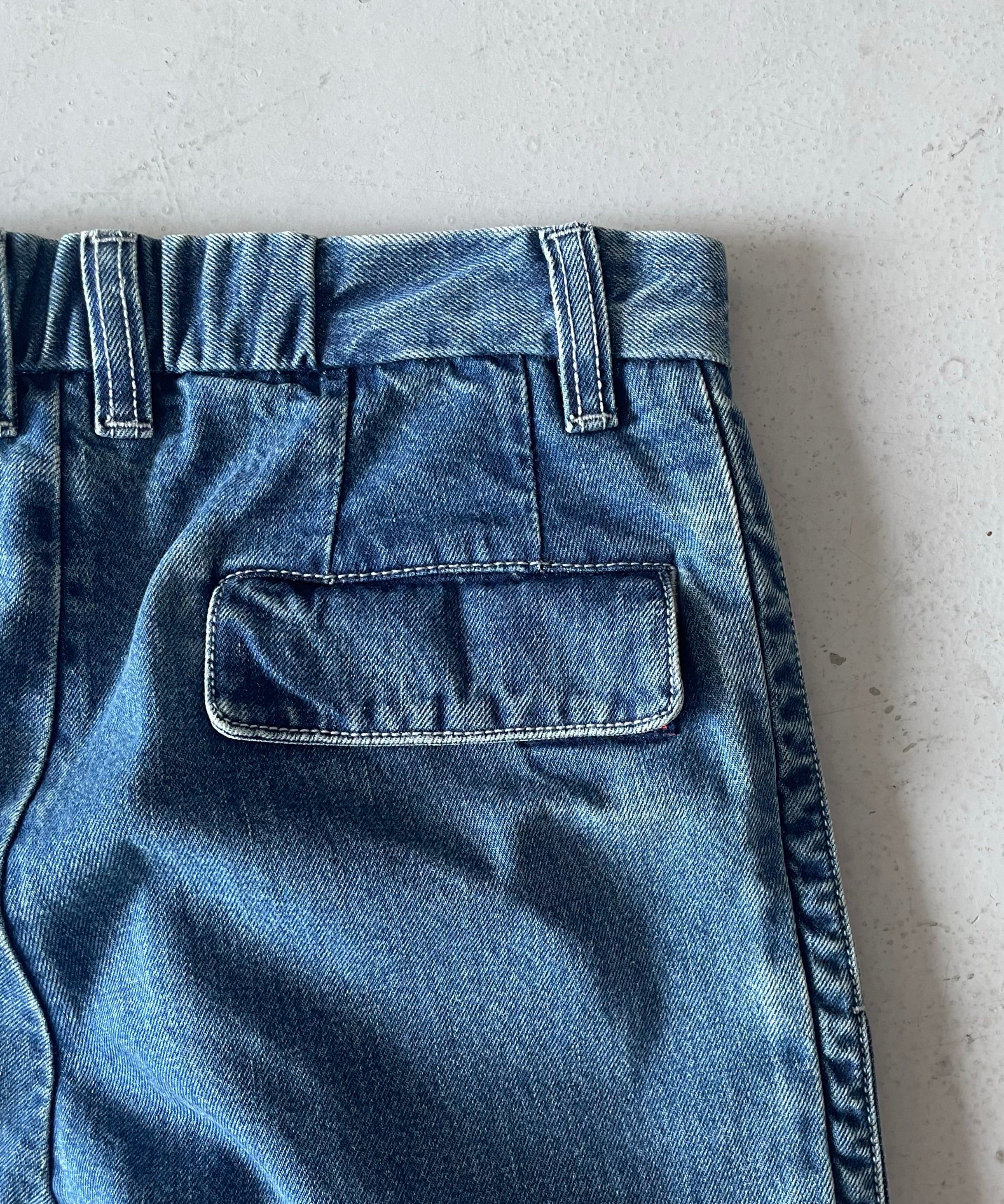 Fax Copy Express Retro pleated blue denim pants "BLUE" S