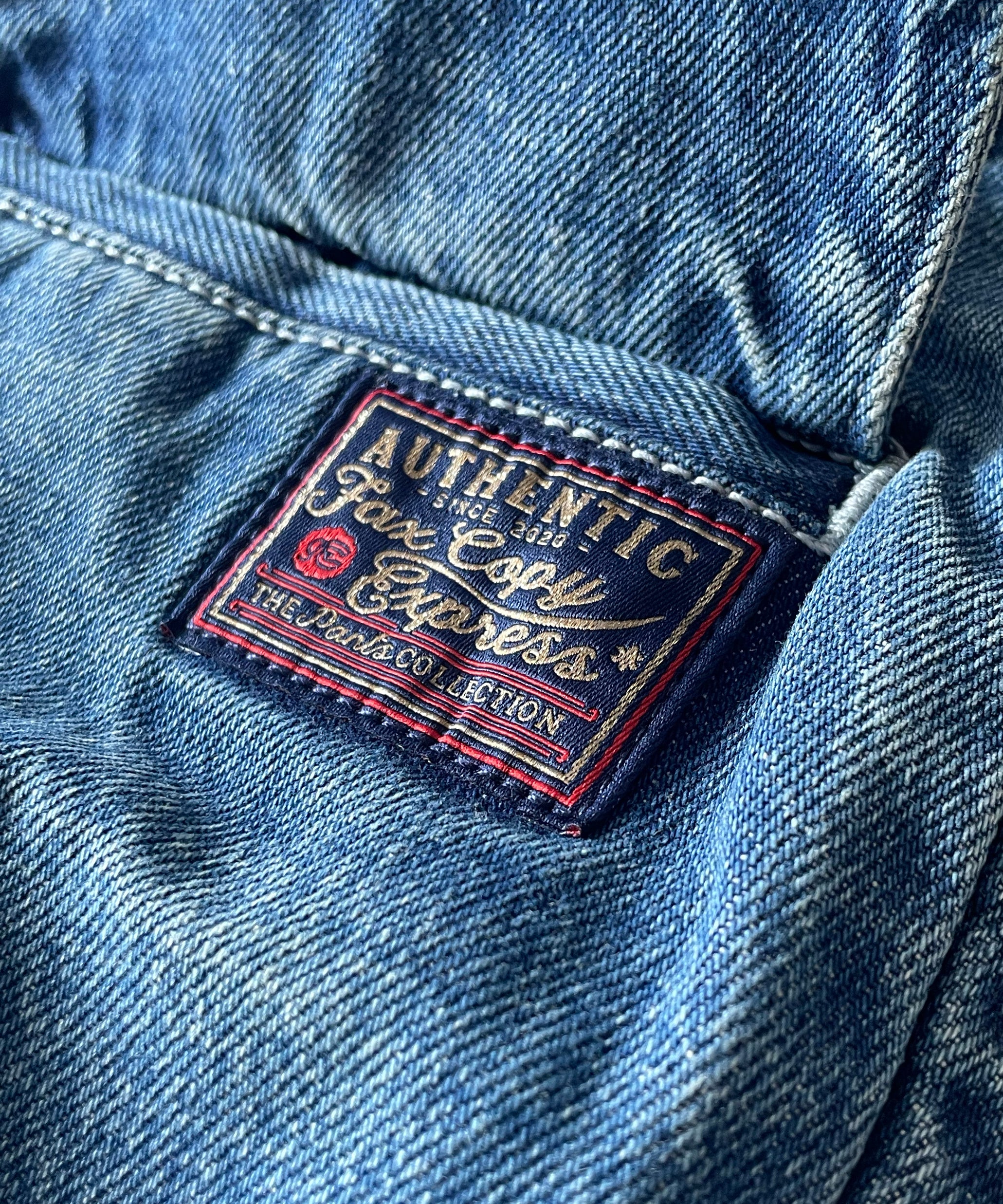 Fax Copy Express Retro pleated blue denim pants "BLUE" S