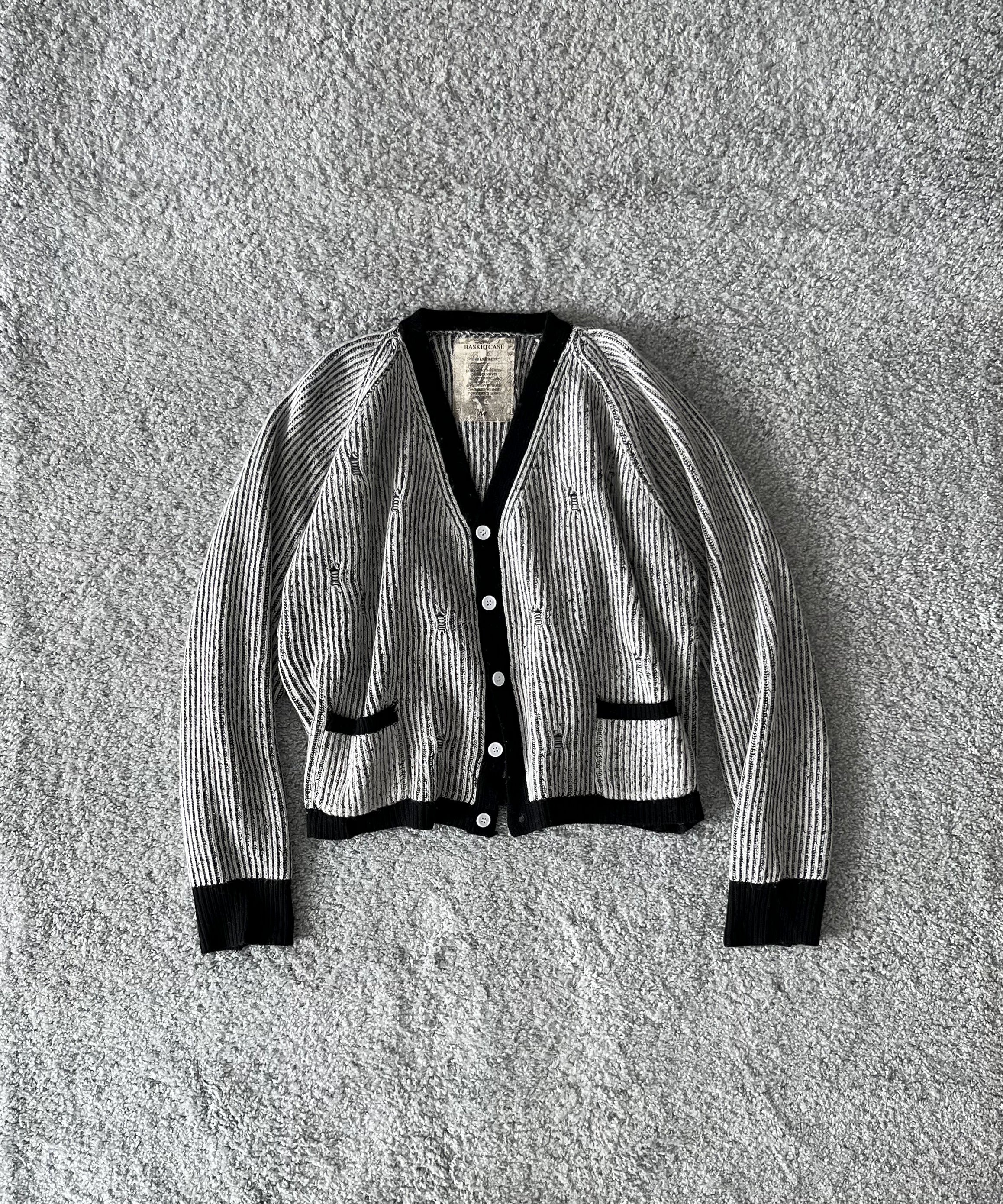 Basketcase Bleach, knit cardigan "WHITE/BLACK"
