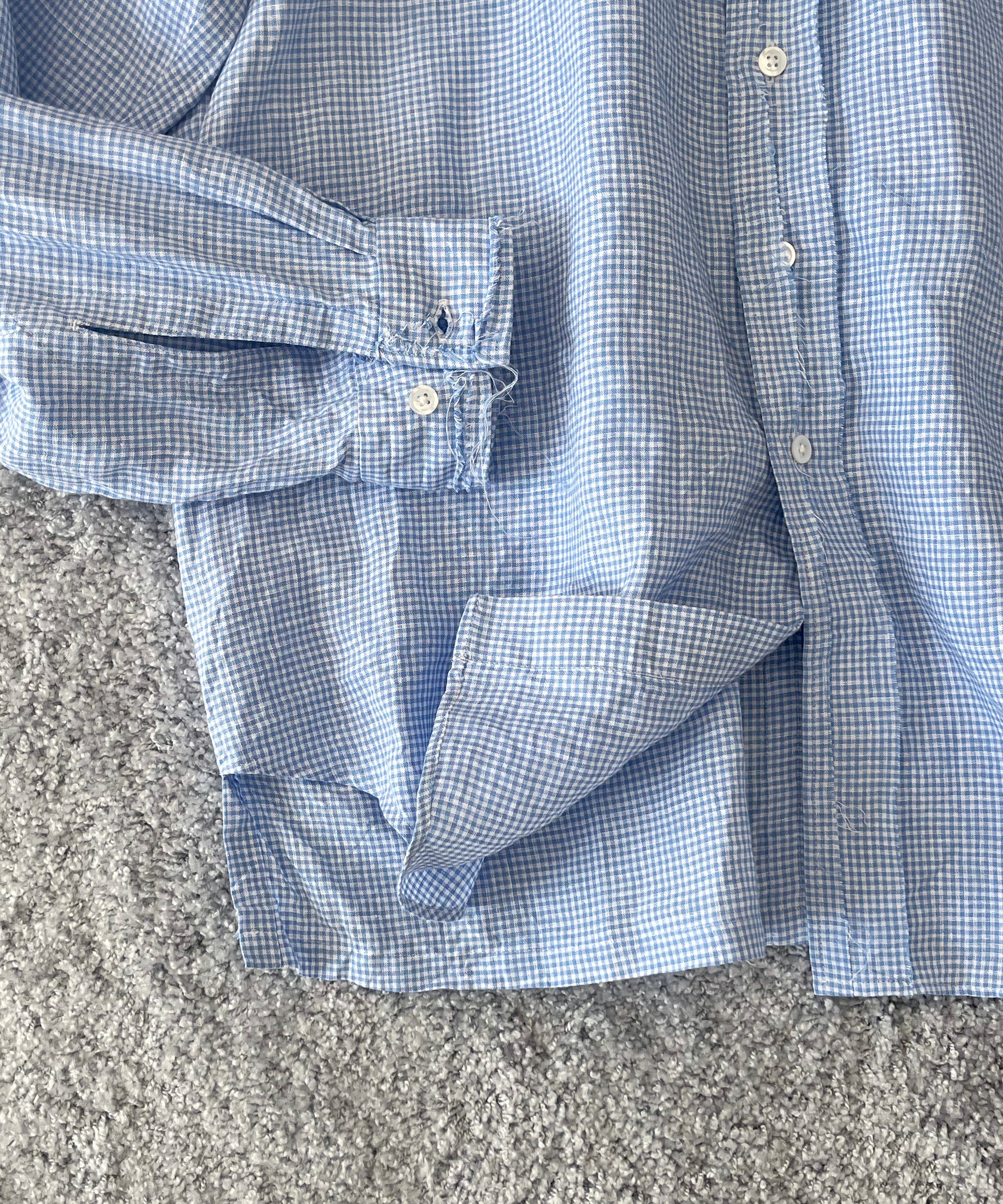 ensou. Rough cut shirt/a "PALE BLUE GINGHAM"