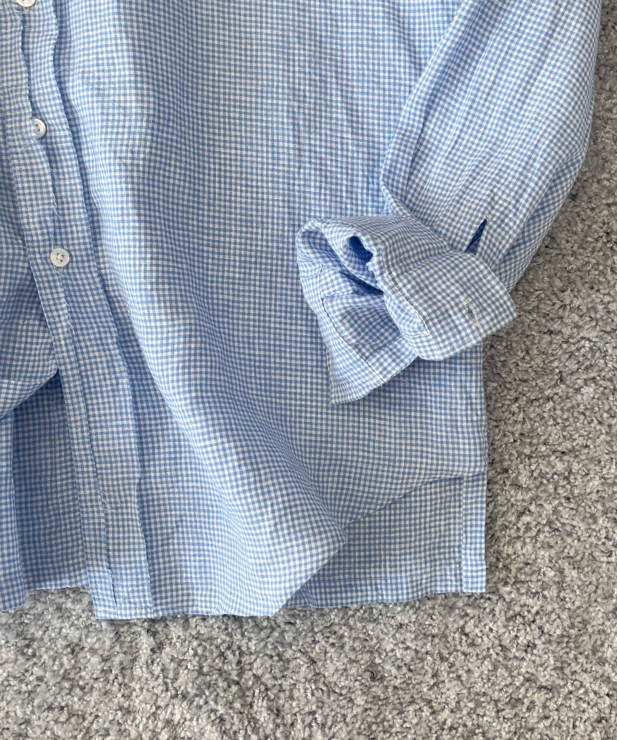 ensou. Rough cut shirt/a "PALE BLUE GINGHAM"