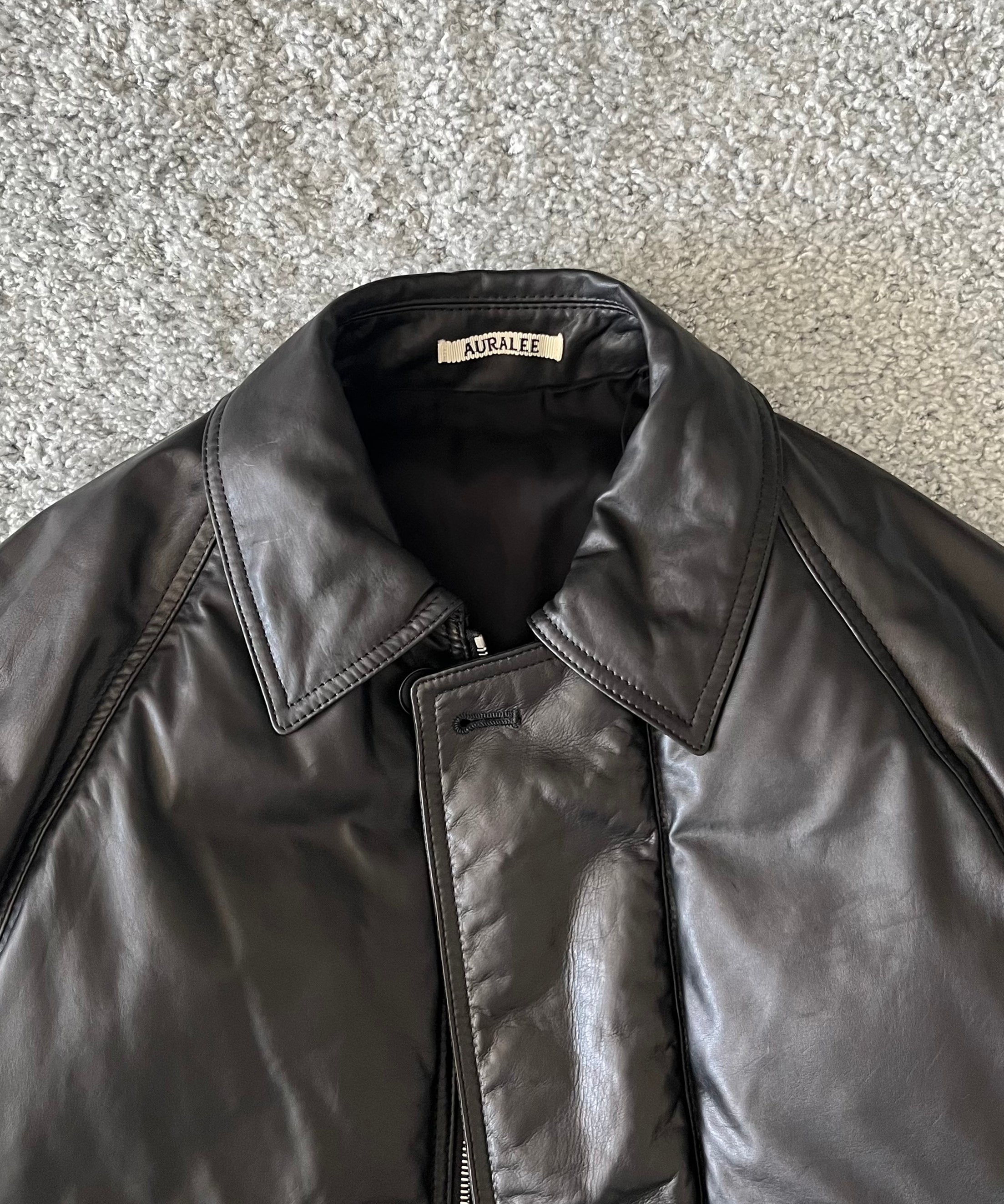 AURALEE Fine calf leather down blouson "BLACK"