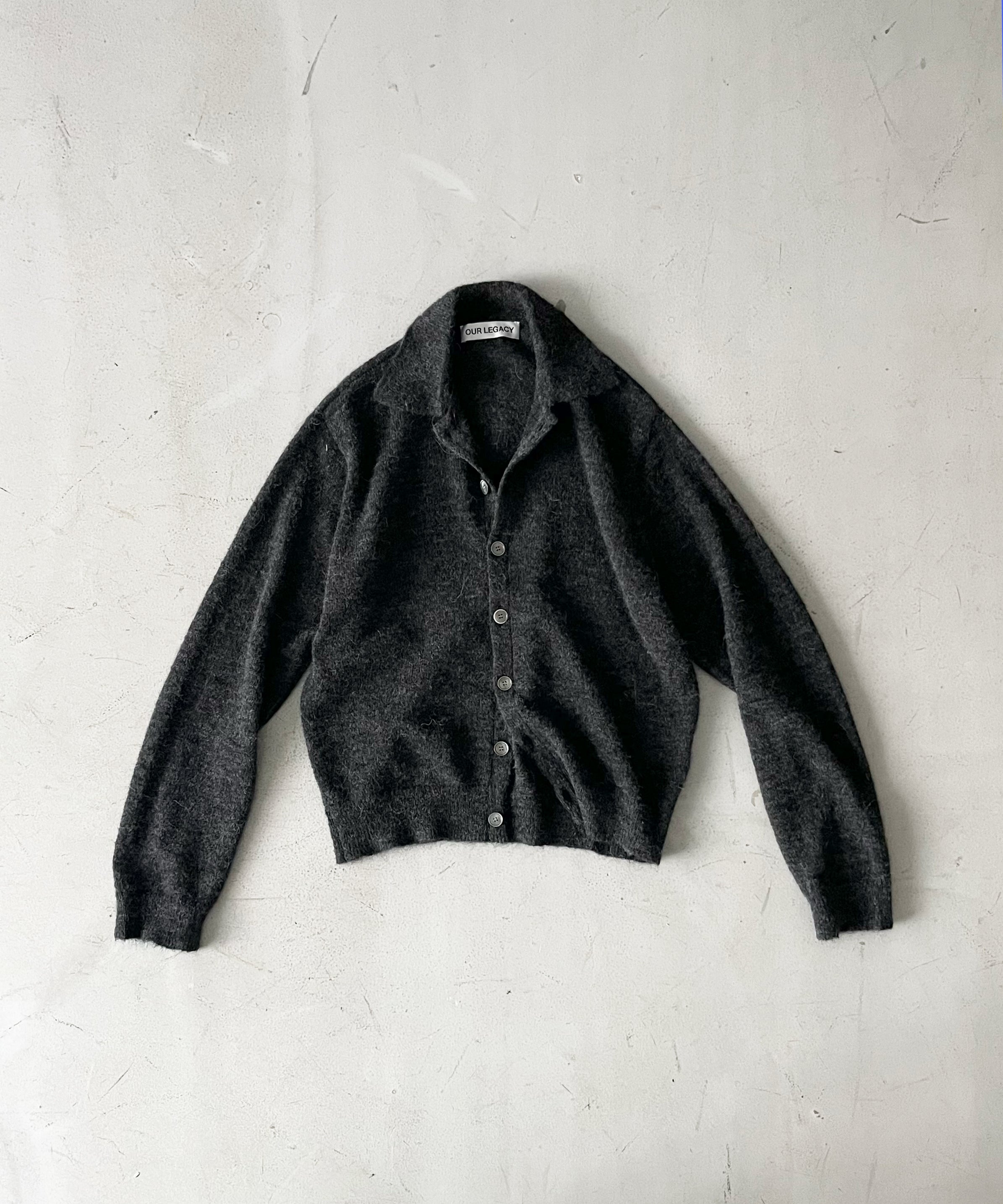 OUR LEGACY Evening polo "CHARCOAL MELANGE FUZZY ALPACA"