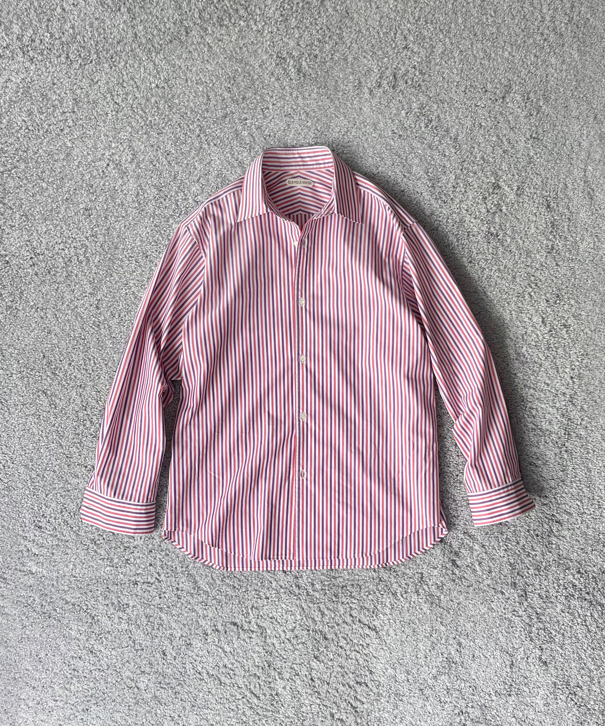 OLD FOLK HOUSE Banshu-ori classic shirt - vintage fabric "RED PURPLE STRIPE"