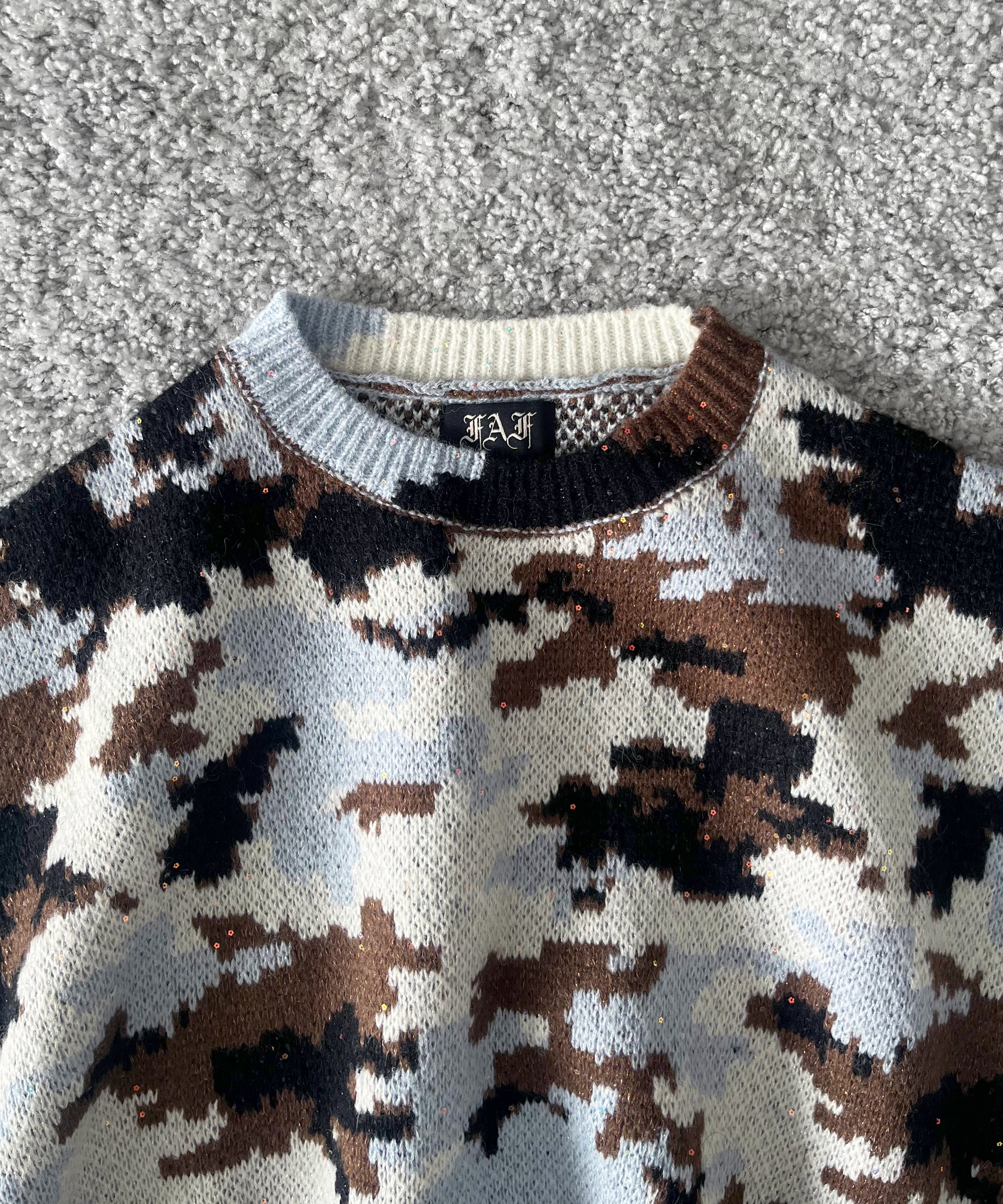 FAF(FAKE AS FLOWERS) Wik camo jacquard knit "SKY CAMO"