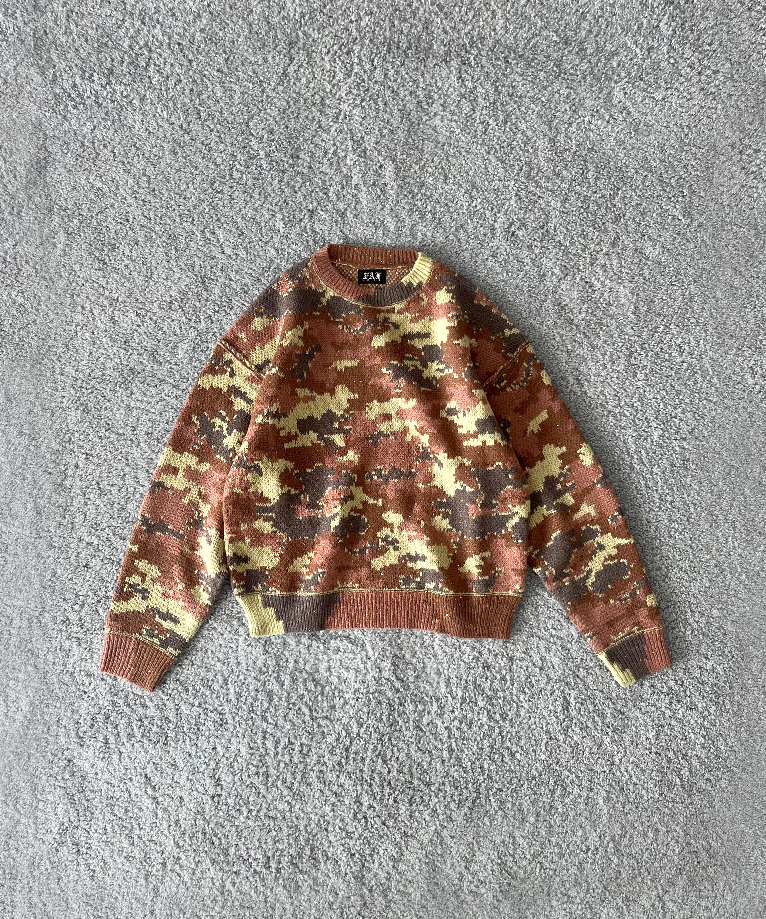 FAF(FAKE AS FLOWERS) Wik camo jacquard knit "BROWN CAMO"