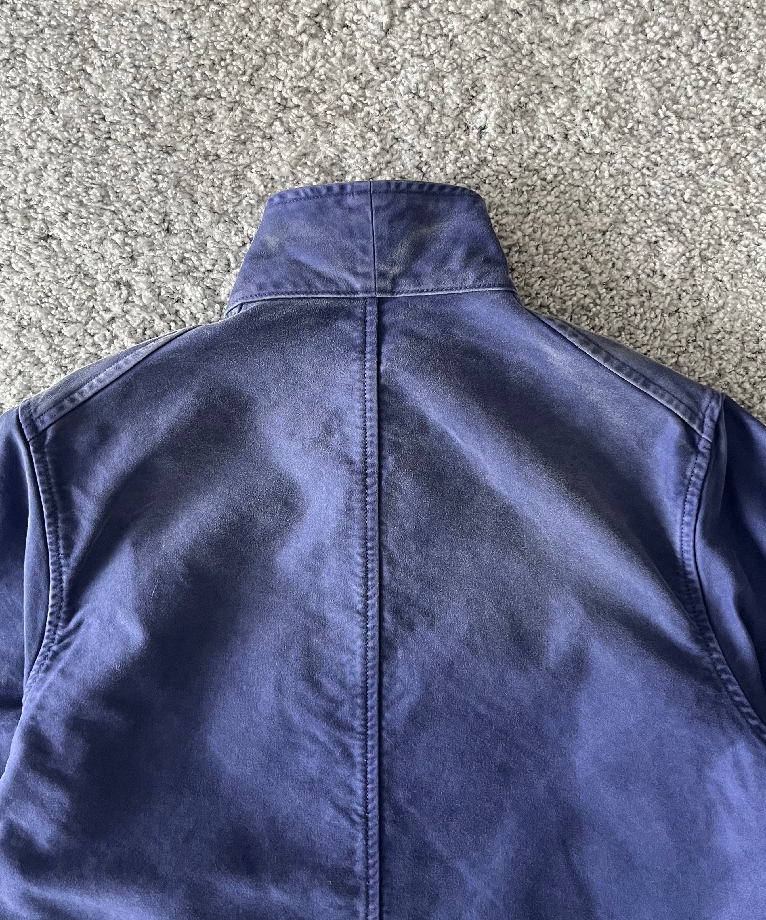AURALEE Garment-dyed organic cotton heavy moleskin coverall "FADED NAVY"
