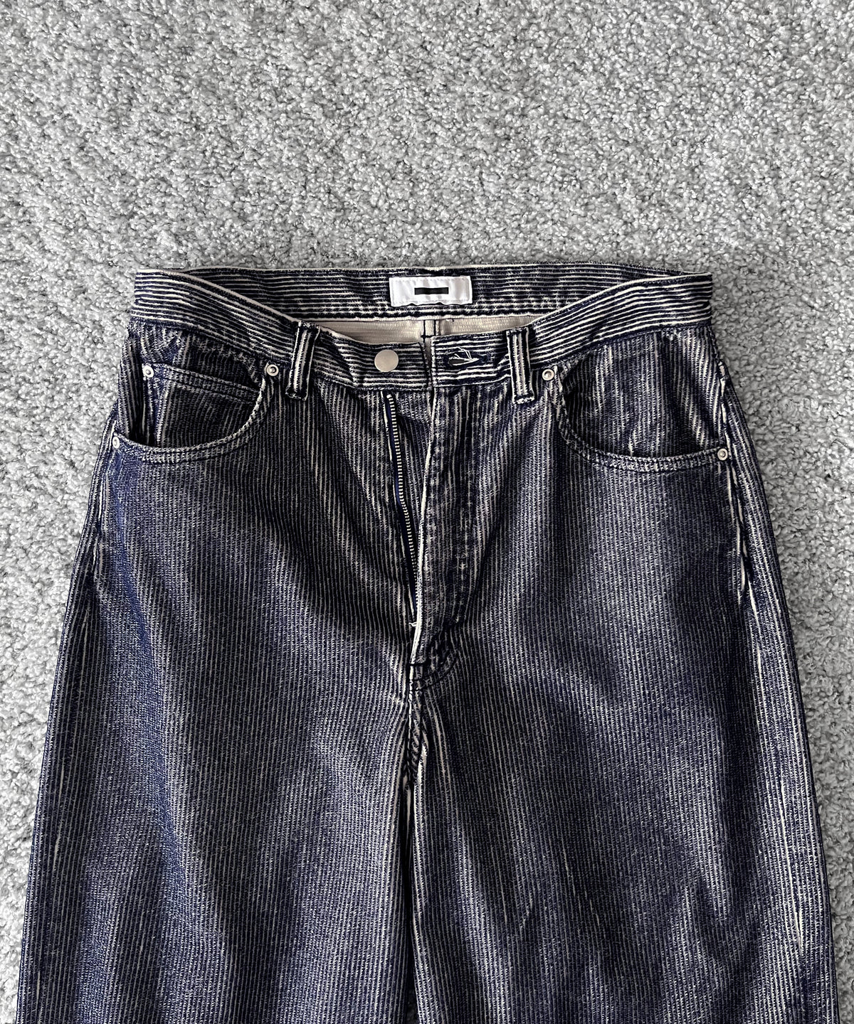REVERBERATE Flocky corduroy pants - wide "GREY×OFF WHITE"