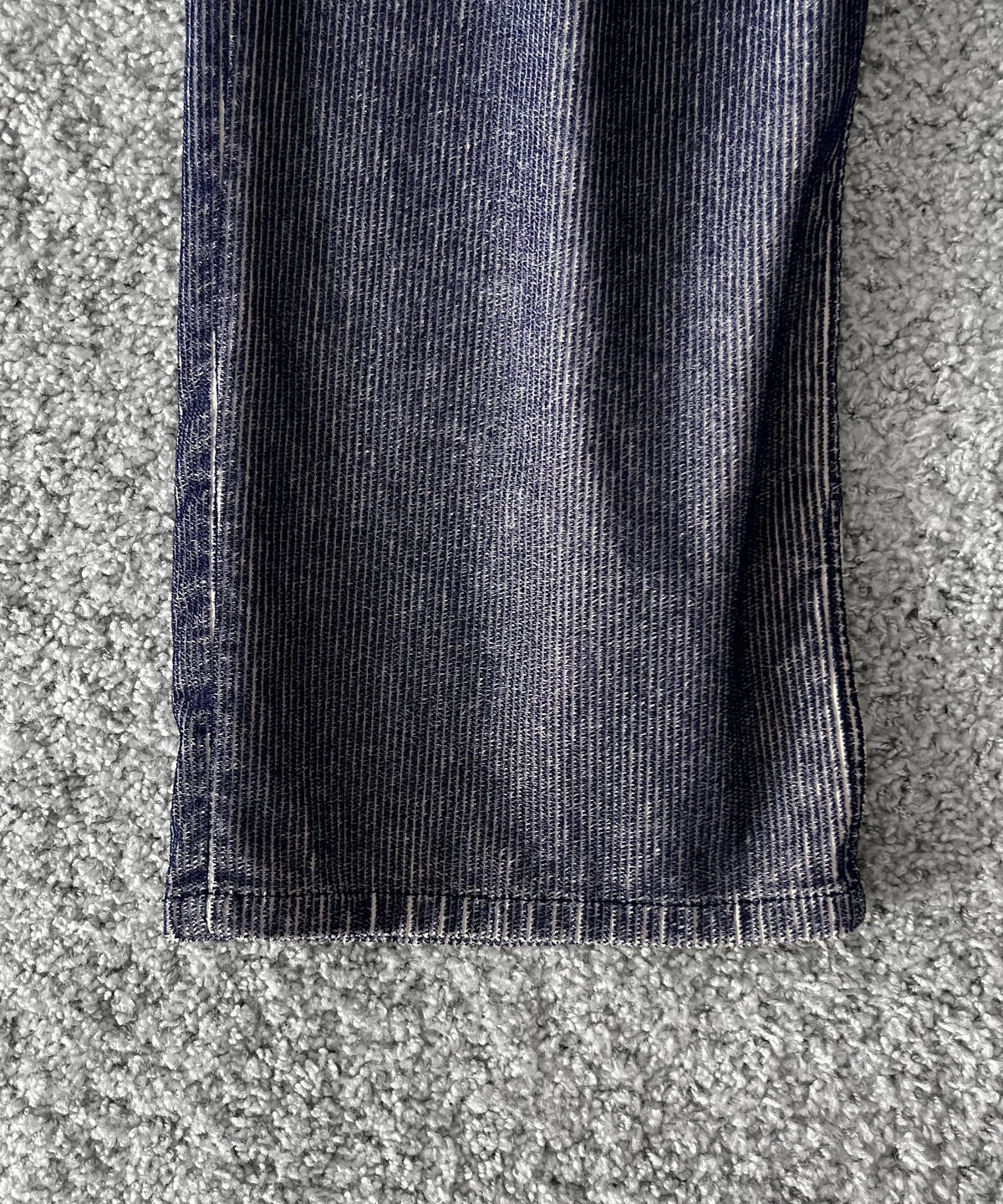 REVERBERATE Flocky corduroy pants - wide "LIGHT GREY×NAVY”