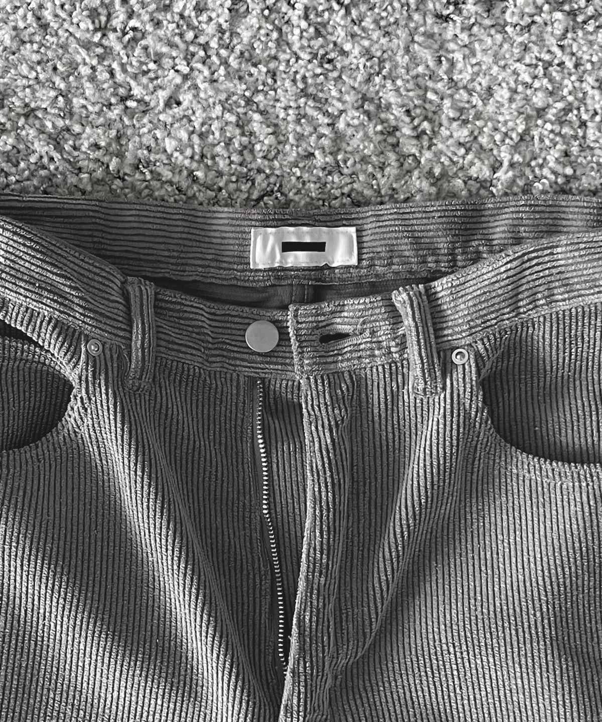 REVERBERATE Flocky corduroy pants - wide "GREY×OFF WHITE"