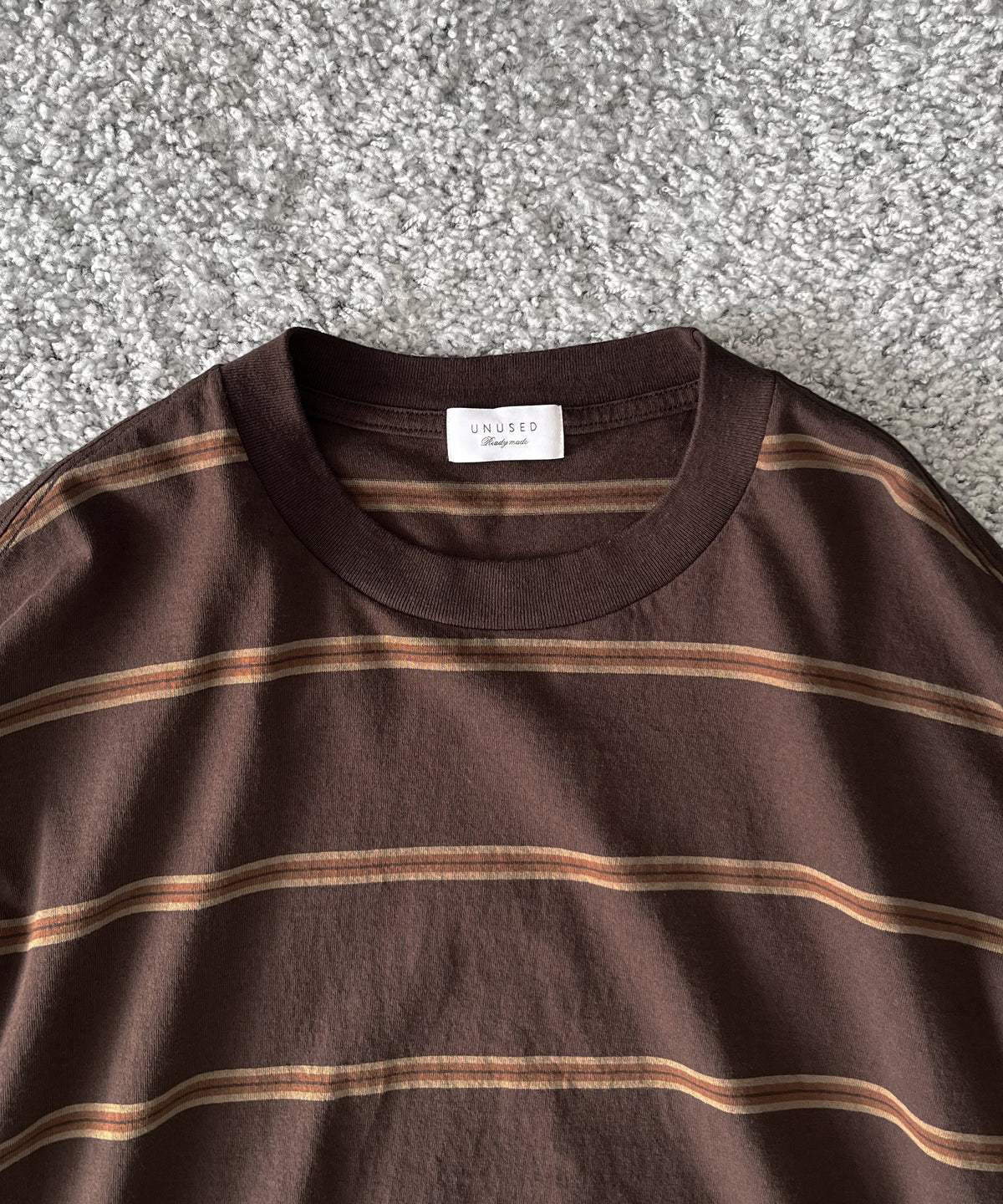 UNUSED Us2599 Long sleeve border t-shirt "BROWN"