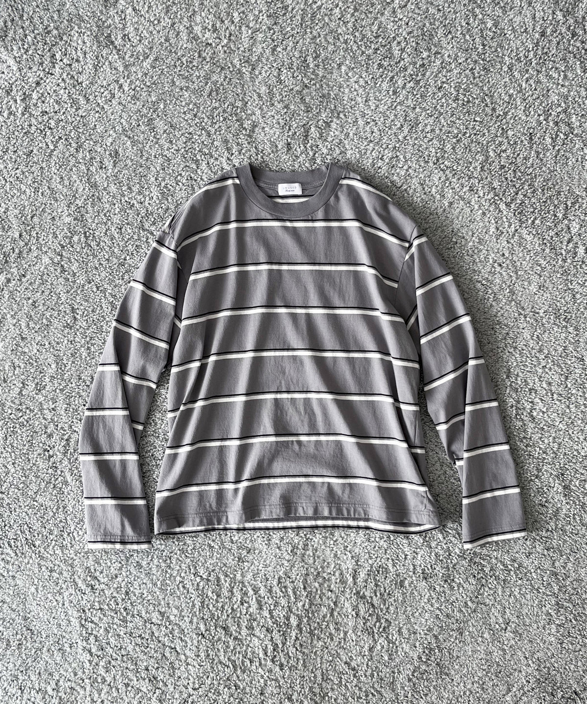 UNUSED Us2599 Long sleeve border t-shirt "BROWN"