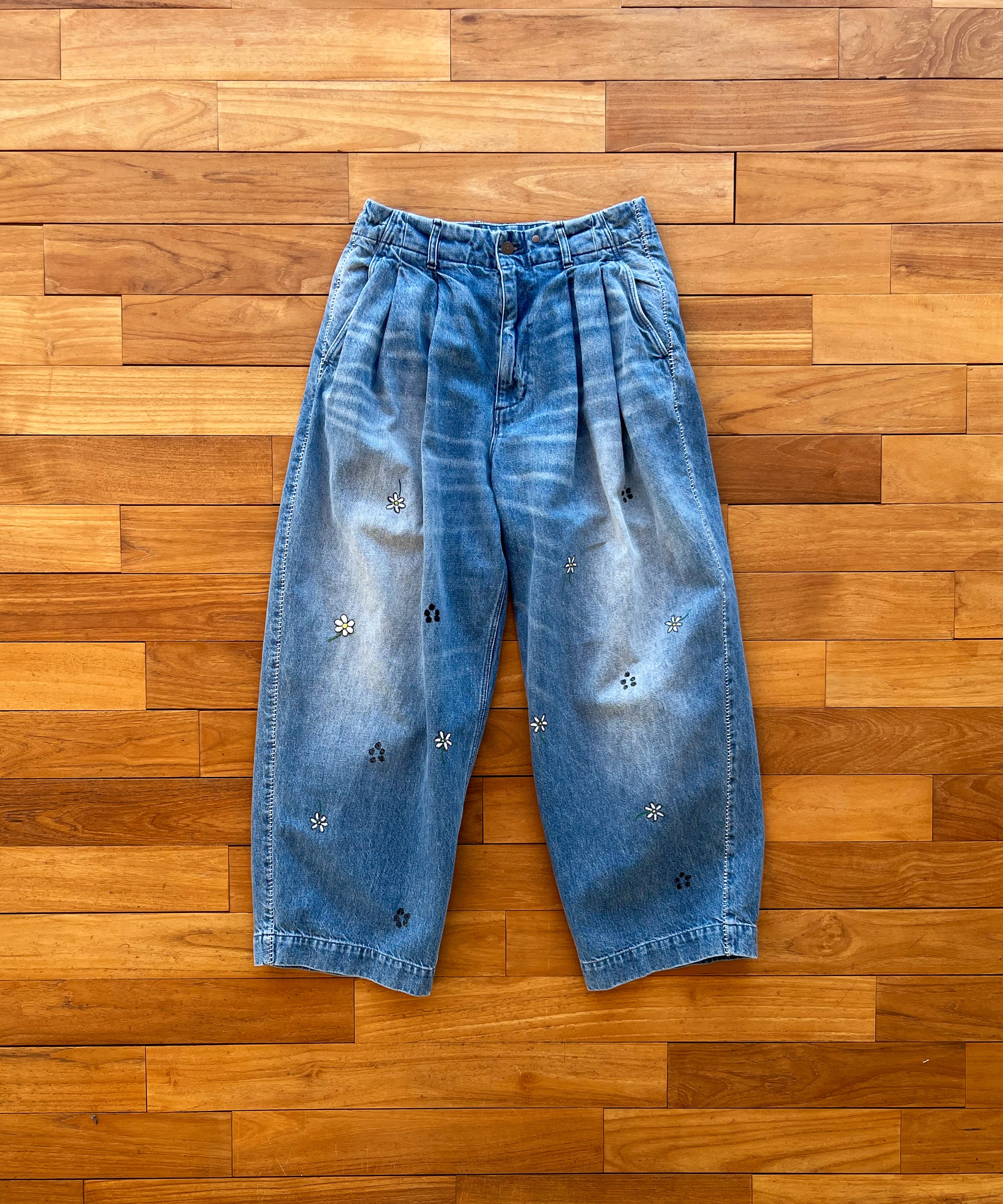 my beautiful landlet Tucked wide denim pants "BLUE"