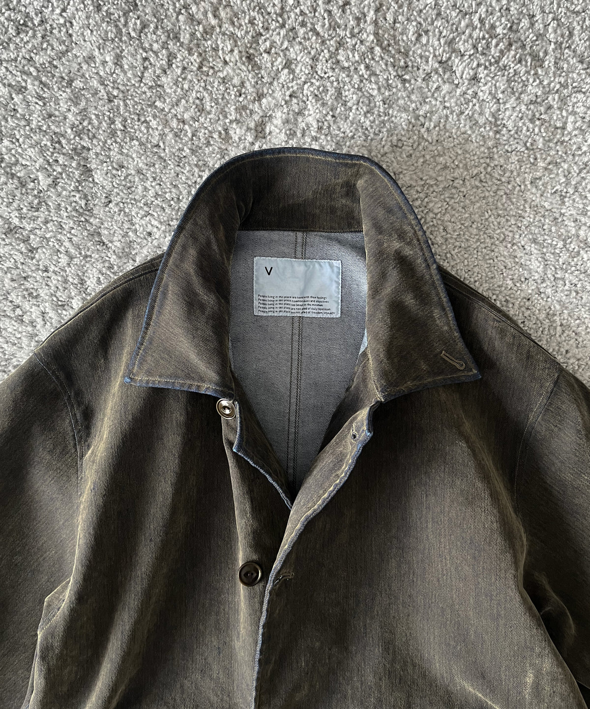 VOAAOV Flocky denim coverall jacket “OLIVE"