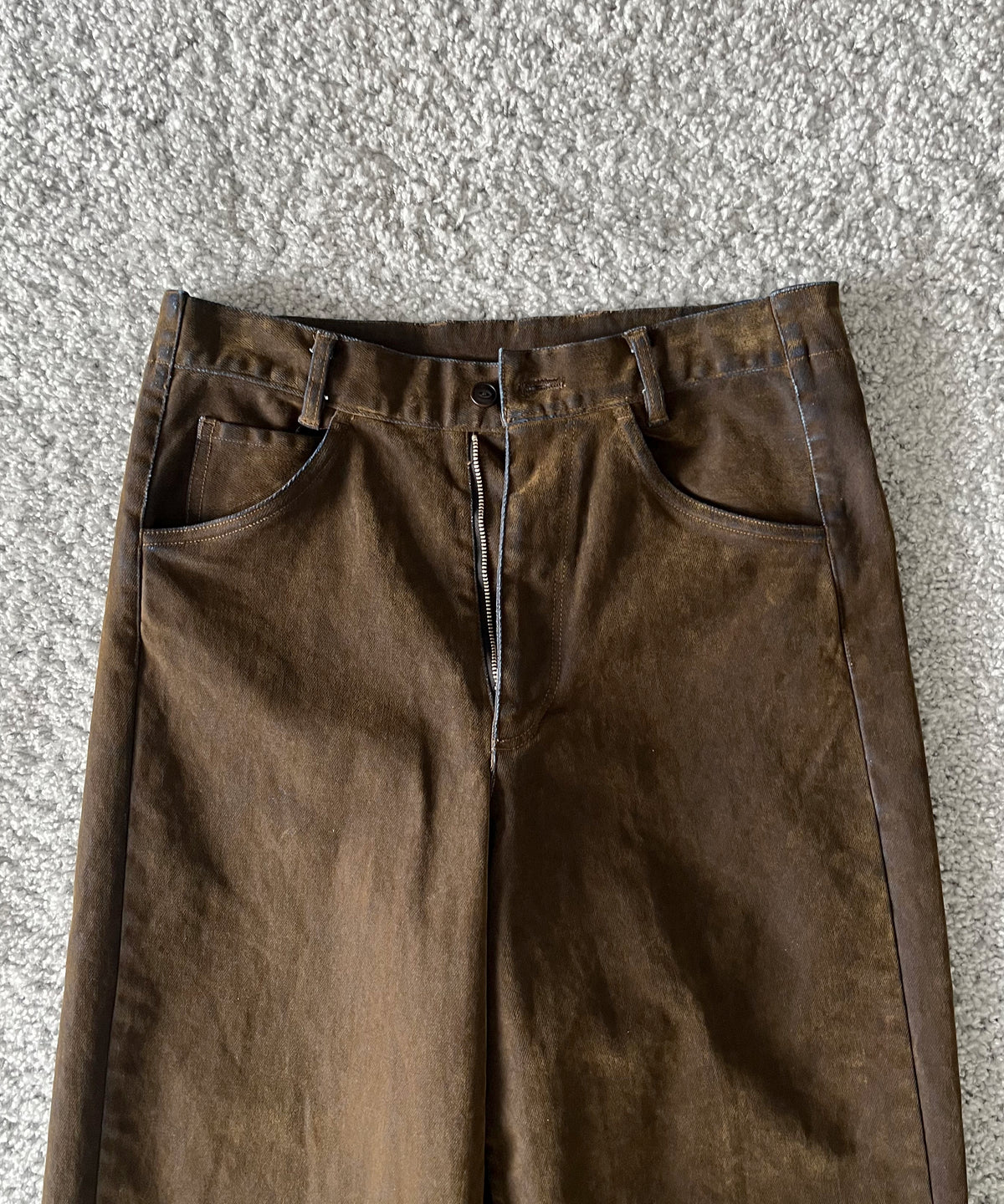 VOAAOV Flocky denim pant “BROWN"