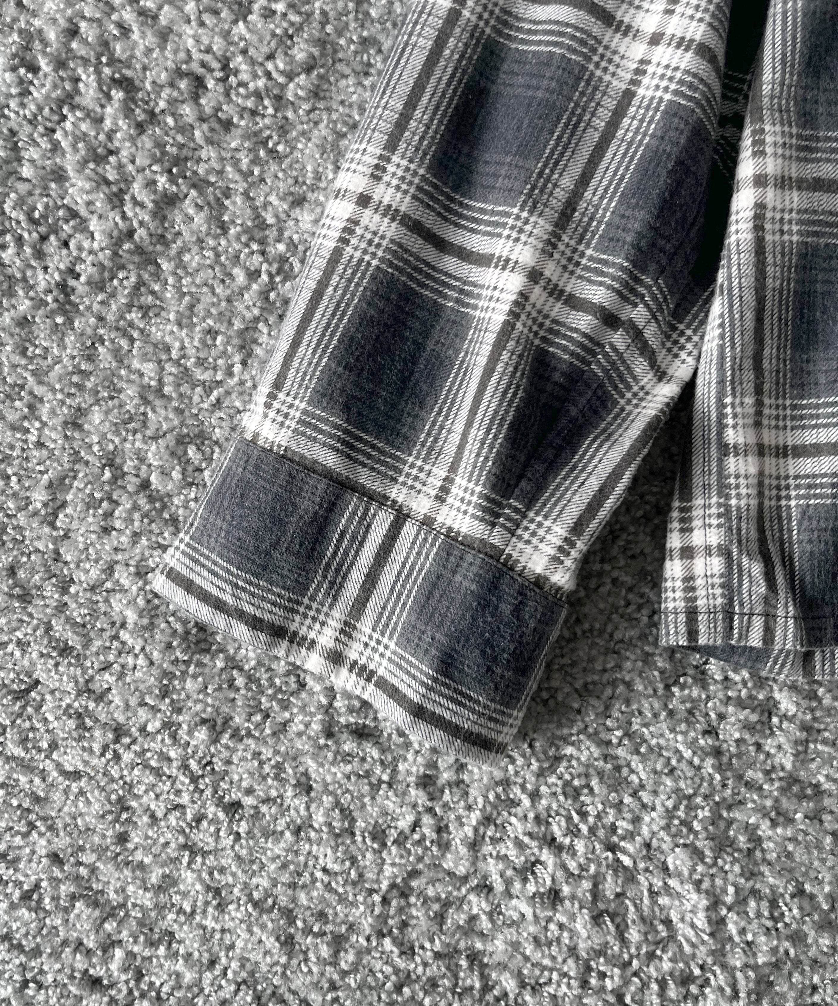 NEEDLES One-up shirt - printed flannel/plaid "F-GREY/OLIVE F"