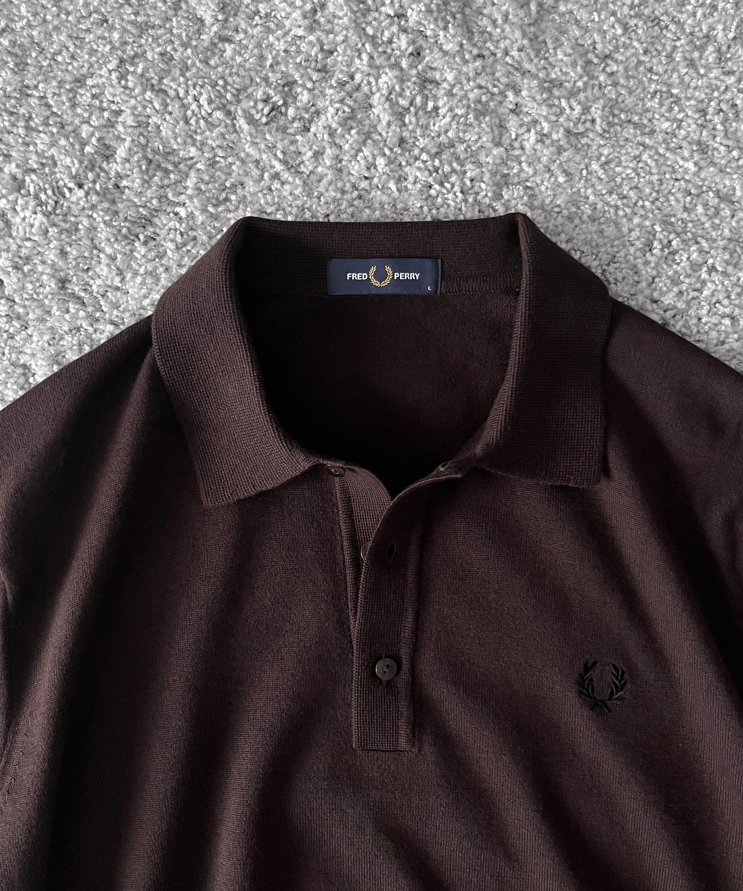 FRED PERRY Classic knitted shirt ls “RICH BROWN”
