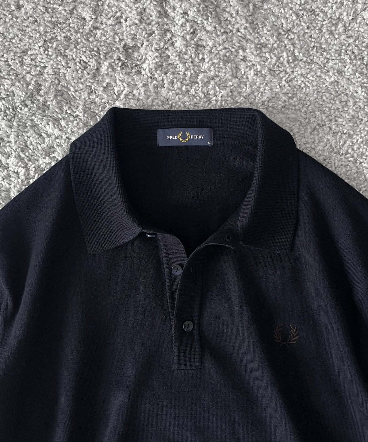 FRED PERRY Classic knitted shirt ls “NAVY”