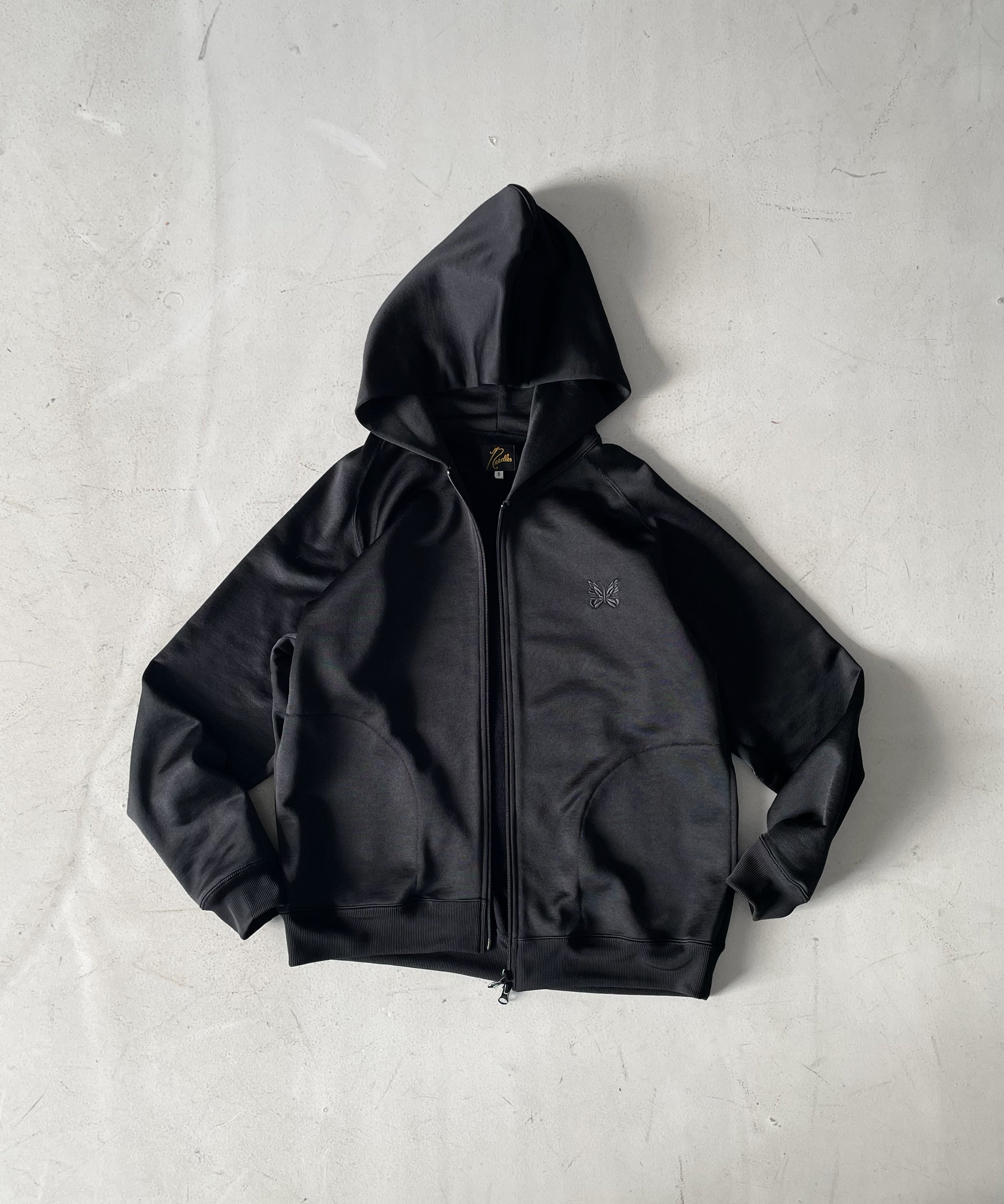 NEEDLES Zipped hoody - bright jersey "BLACK"