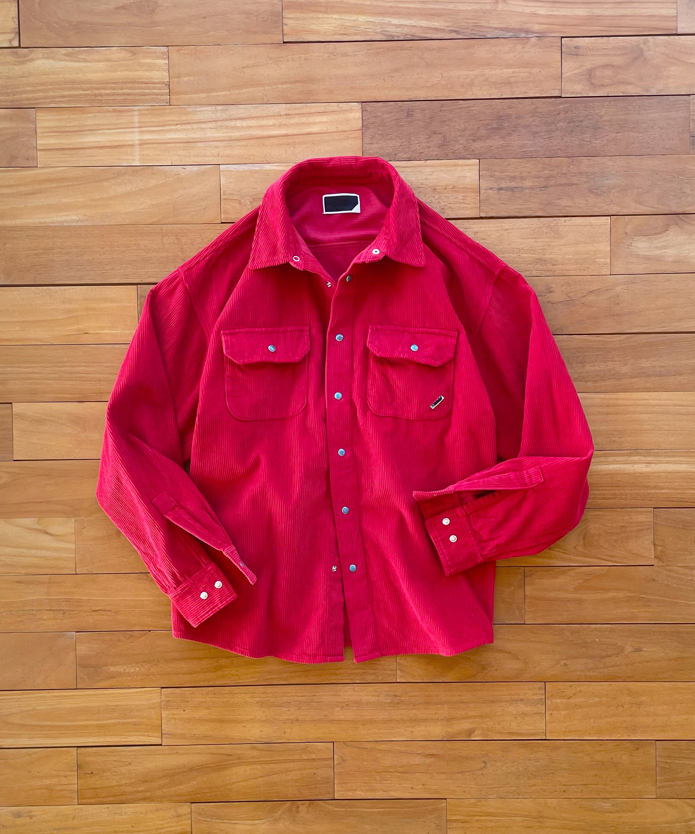 PHINGERIN Corduroy stone snap shirt jacket "B:RED"