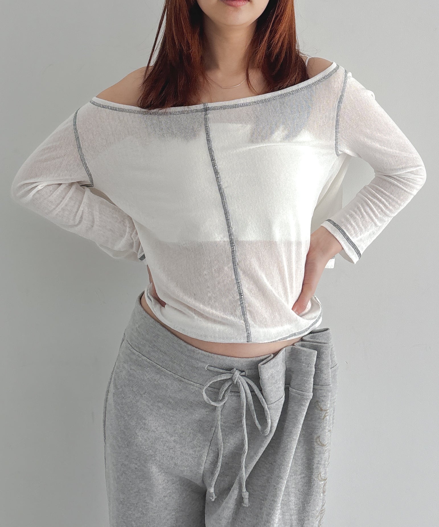 ULIKASANCTUS Back flare mesh top "WHITE"