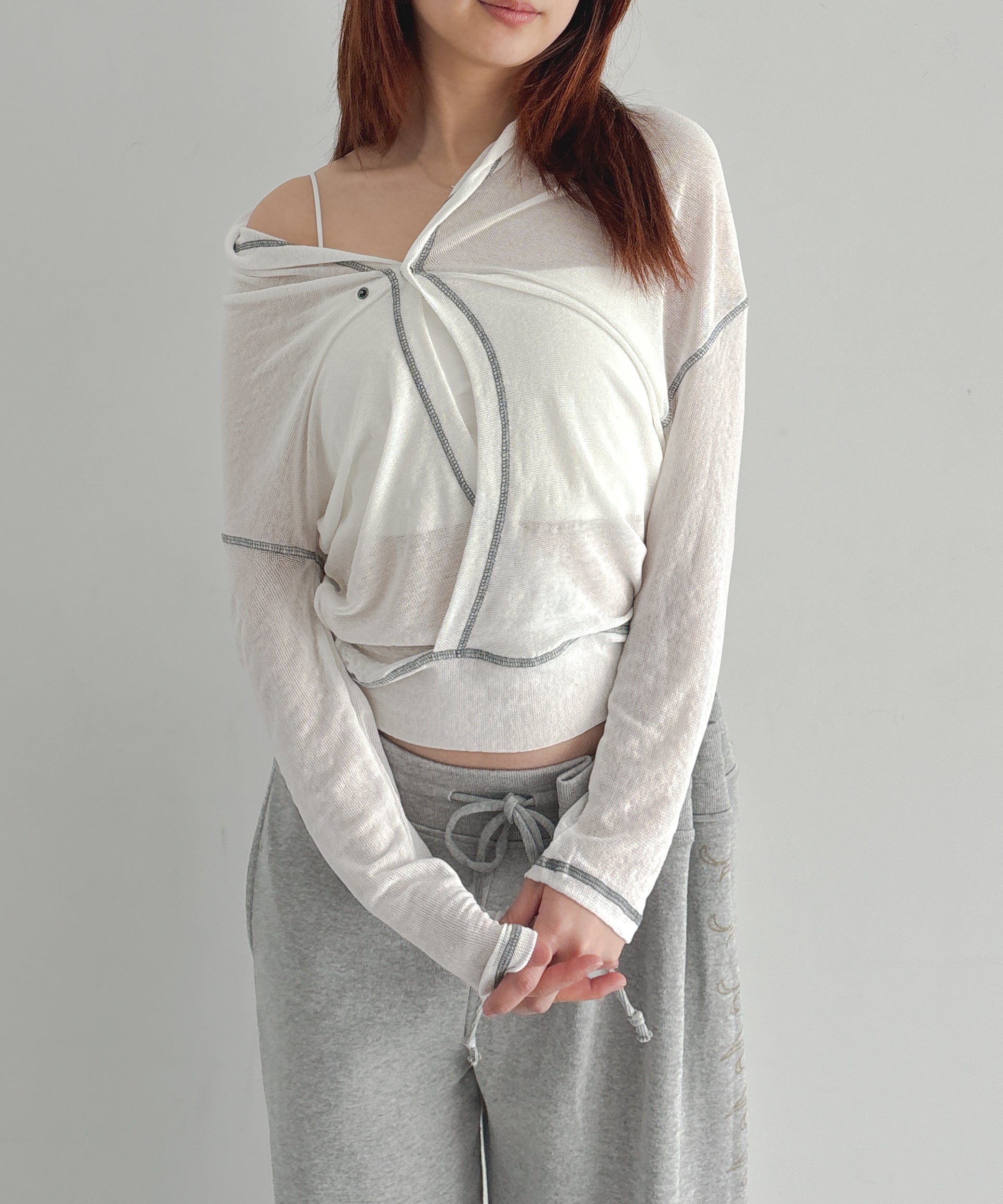 ULIKASANCTUS Back flare mesh top "WHITE"