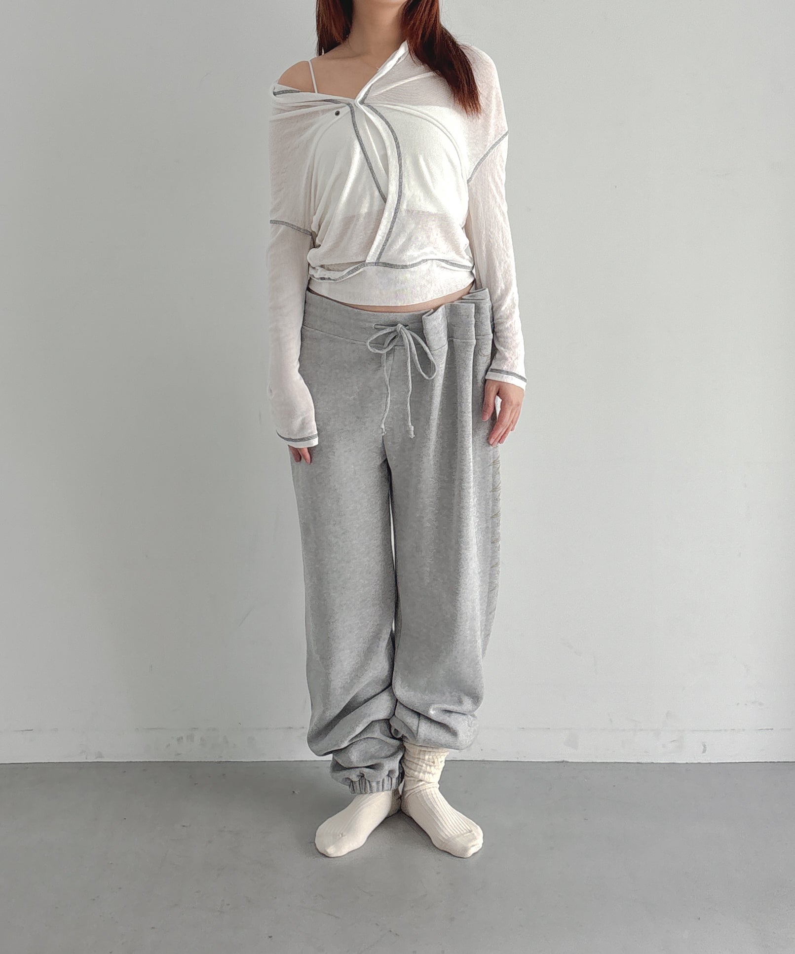 ULIKASANCTUS Back flare mesh top "WHITE"