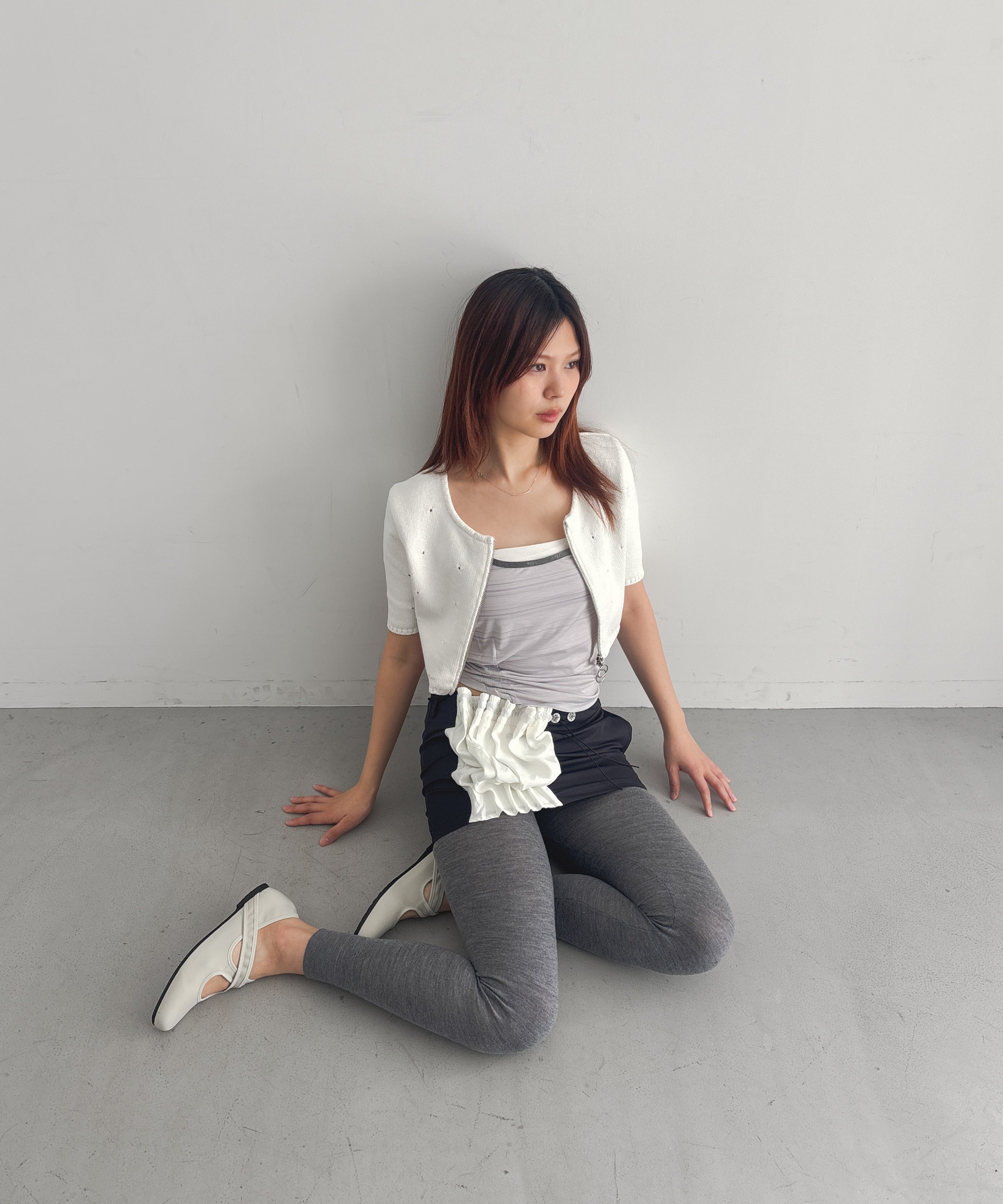 ULIKASANCTUS Hole cropped cardigan "WHITE"