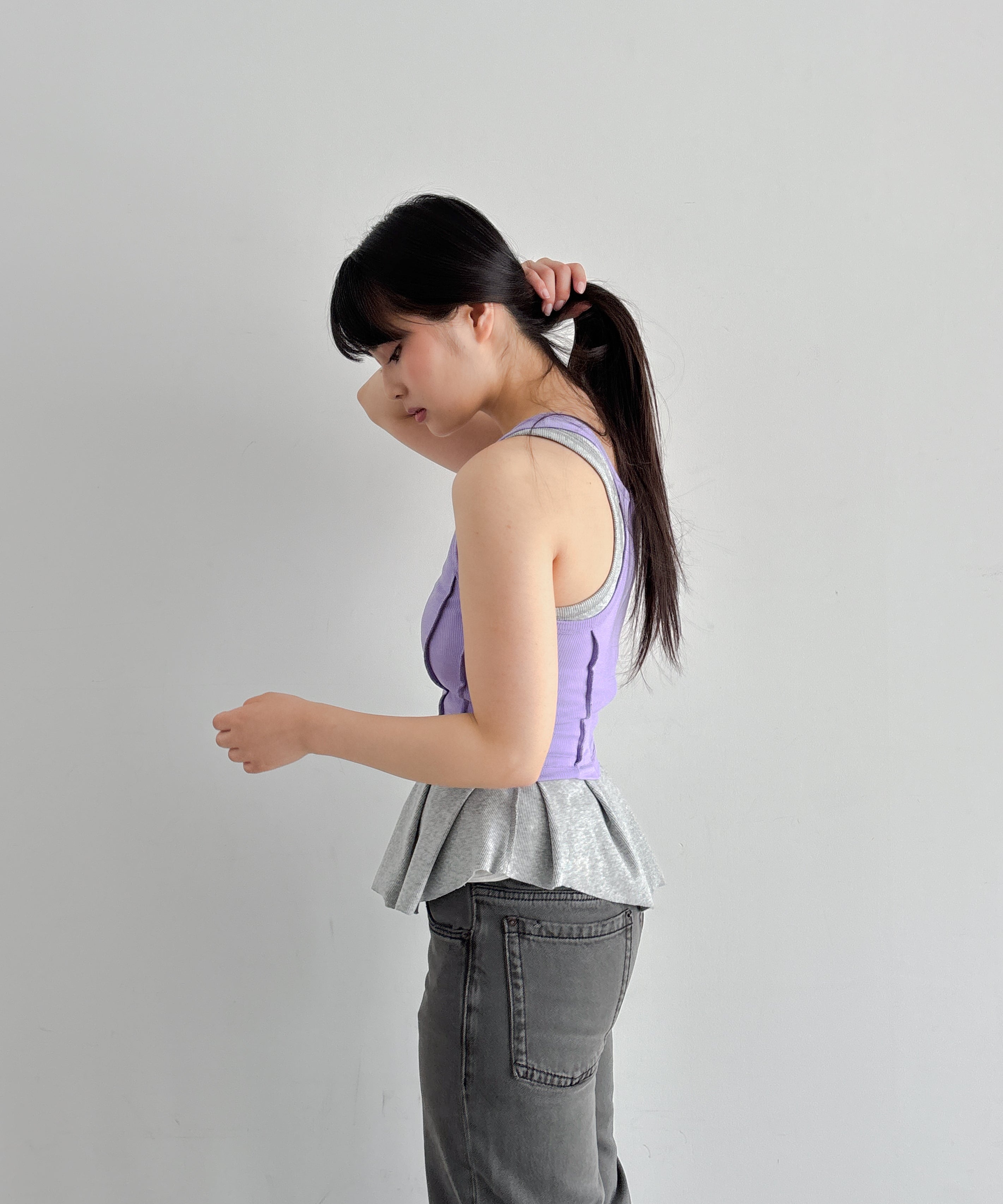 NATASHA ZINKO Double tank top "LILAC/GREY"