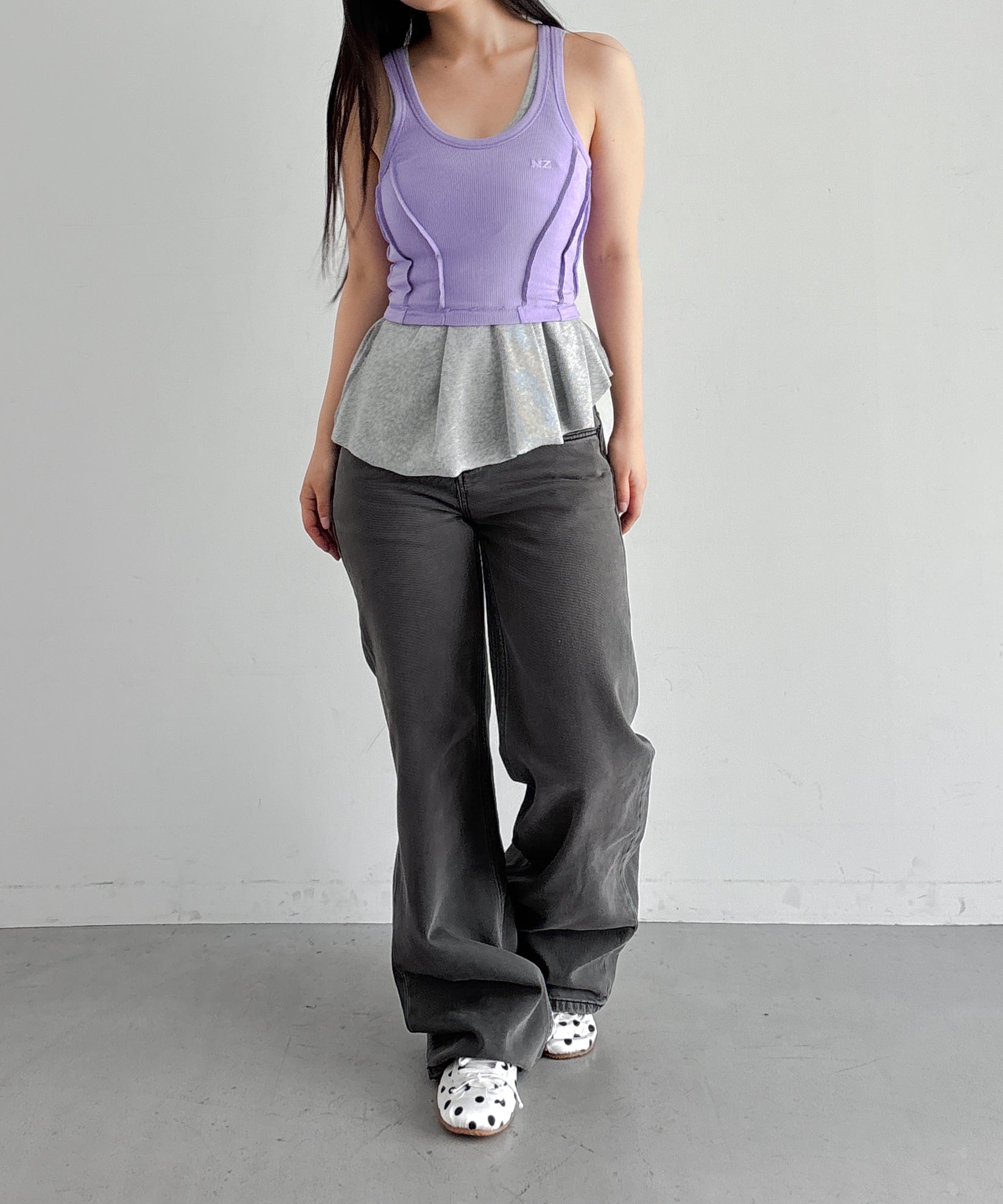 NATASHA ZINKO Double tank top "LILAC/GREY"