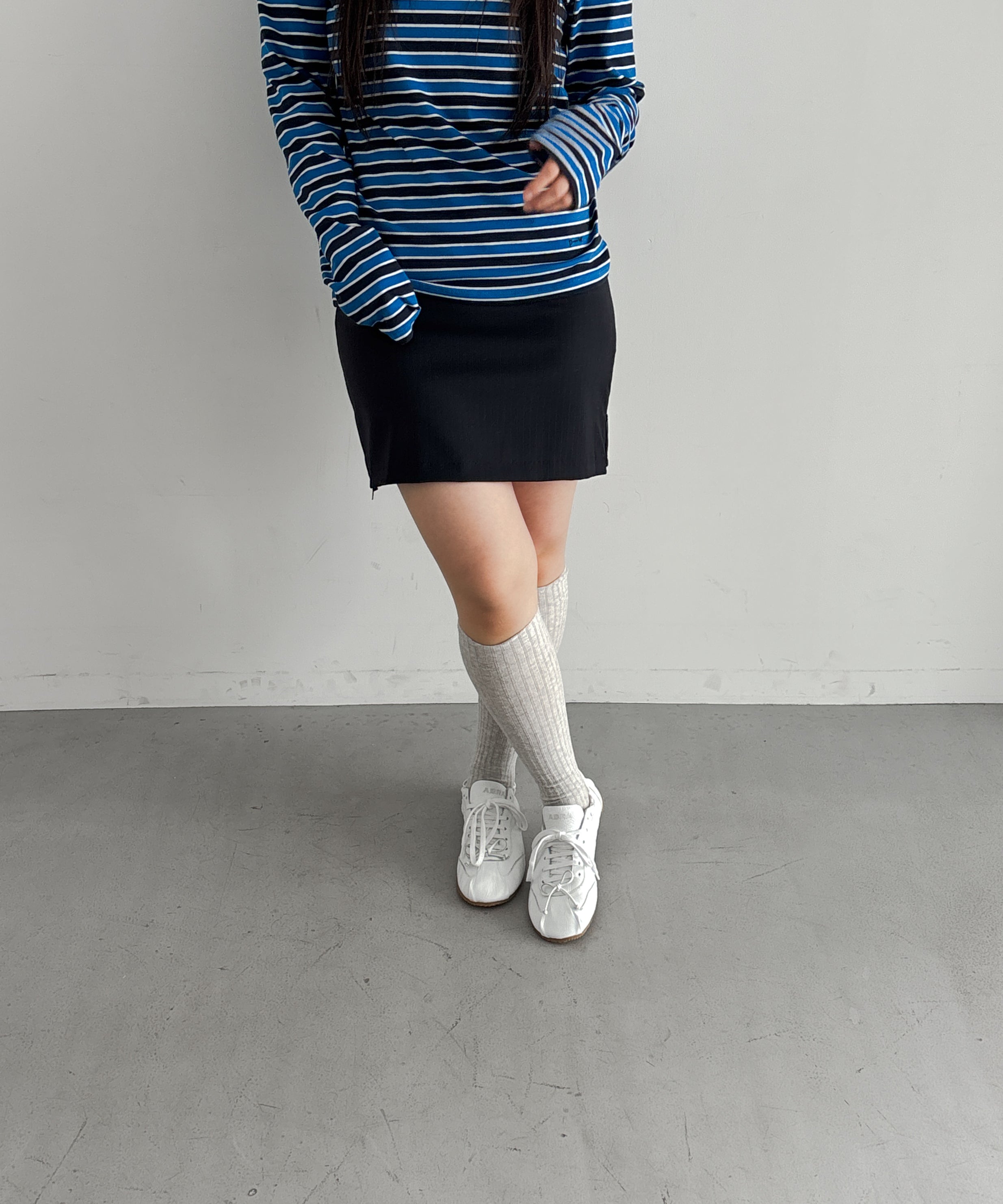 Baserange Rib knee socks "GREYMELANG"