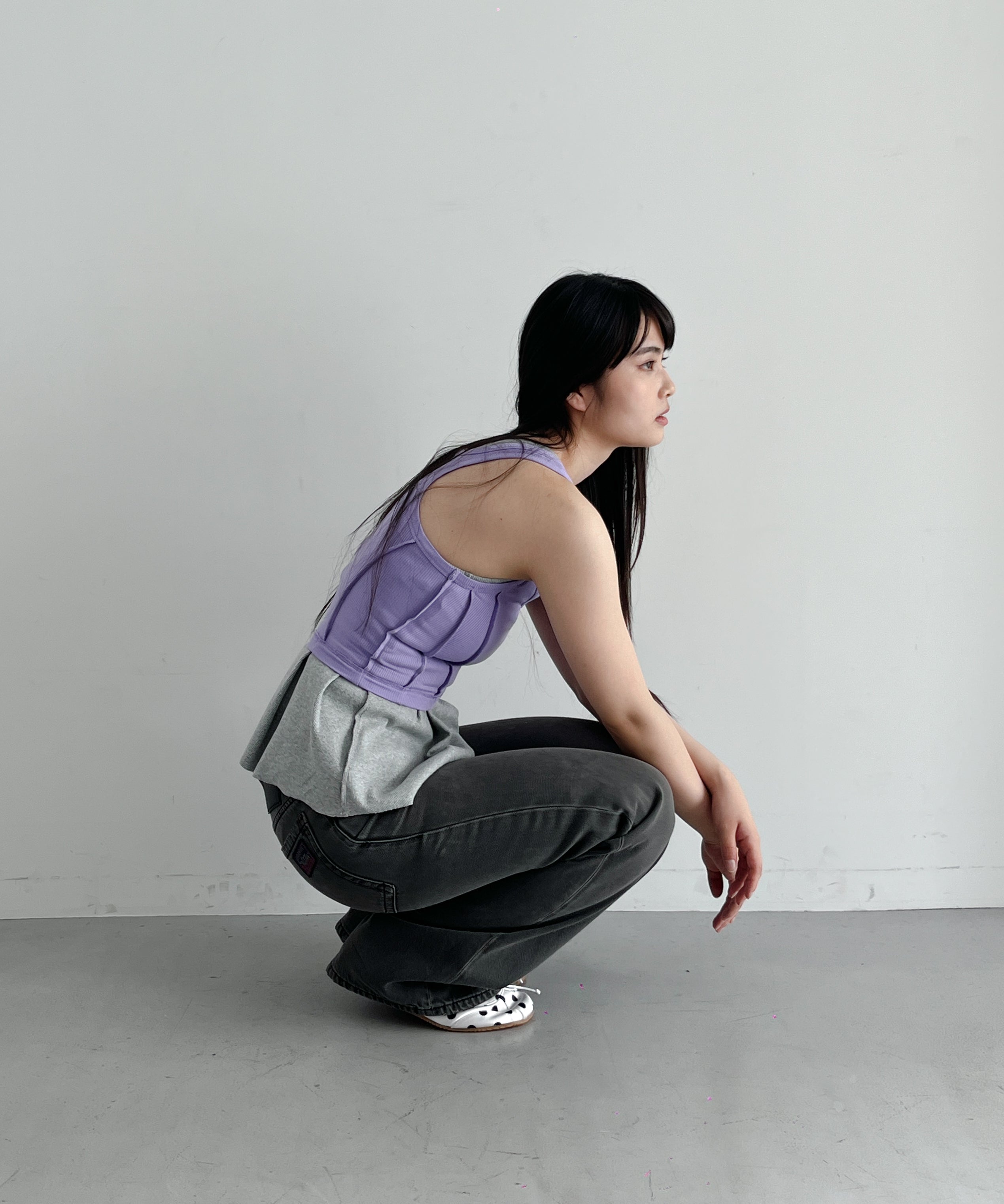 NATASHA ZINKO Double tank top "LILAC/GREY"