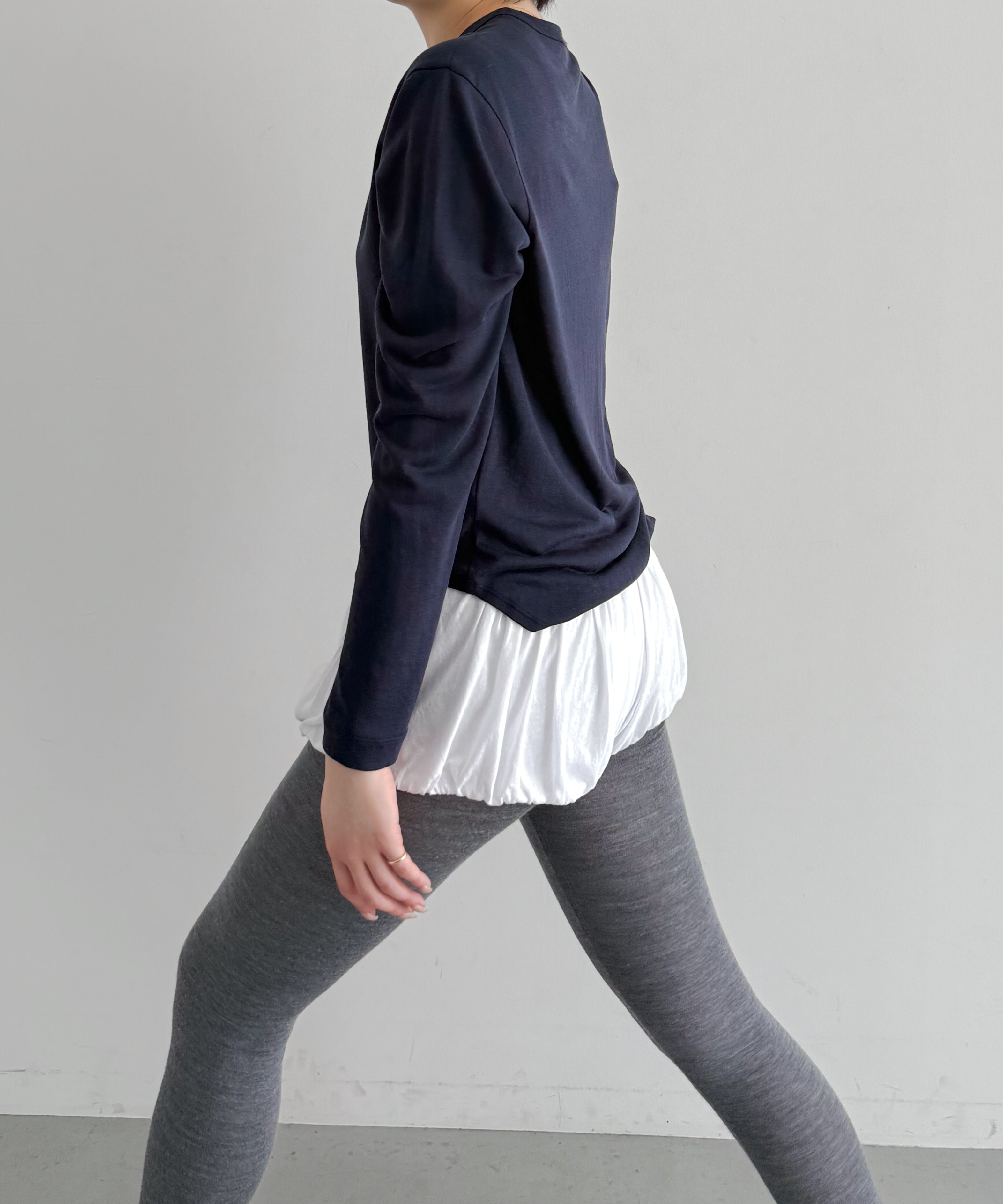 Fax Copy Express Afternoon stretch relaxed top "NAVY"