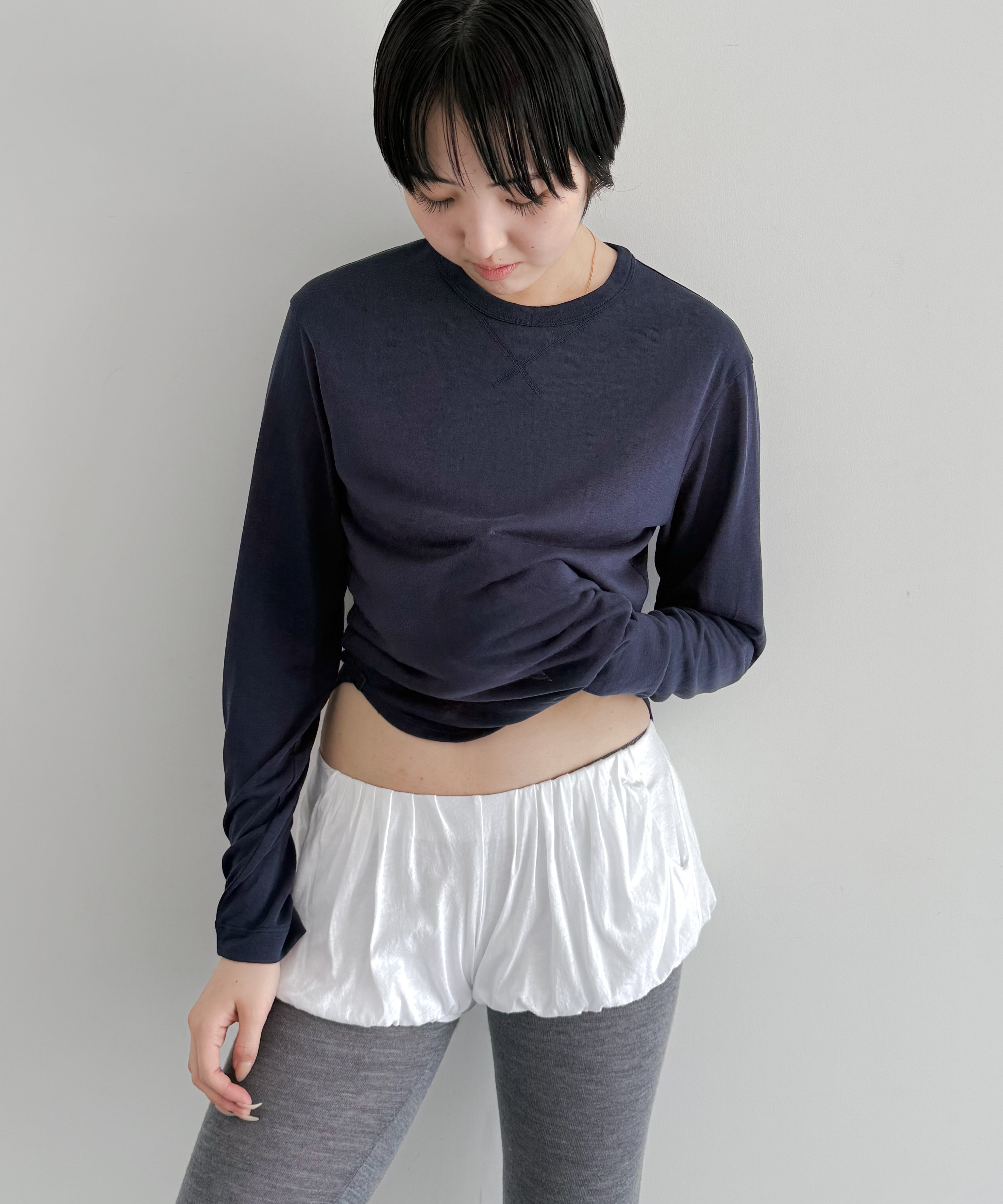 Fax Copy Express Afternoon stretch relaxed top "NAVY"