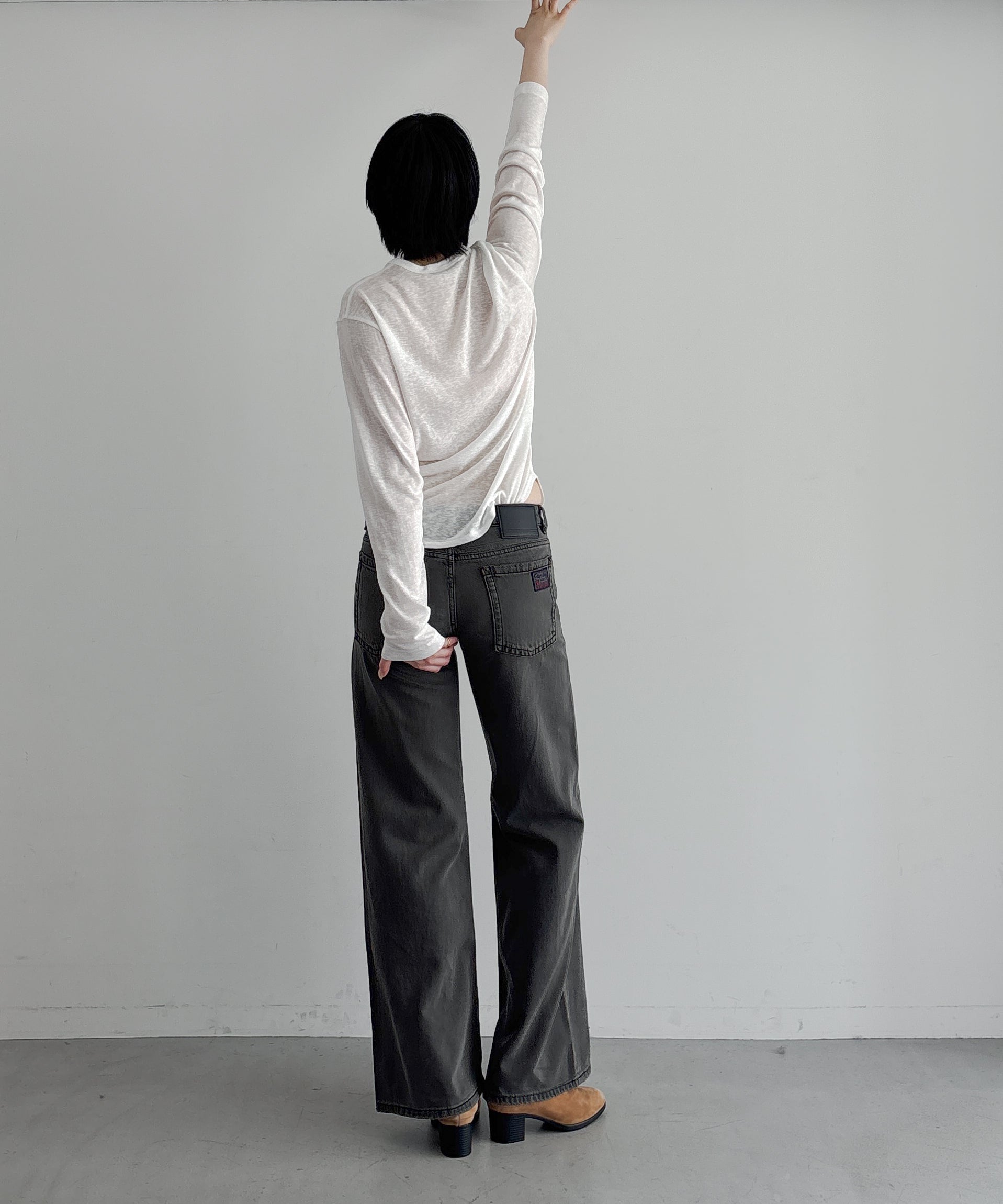 Fax Copy Express Afternoon stretch relaxed top "WHITE"