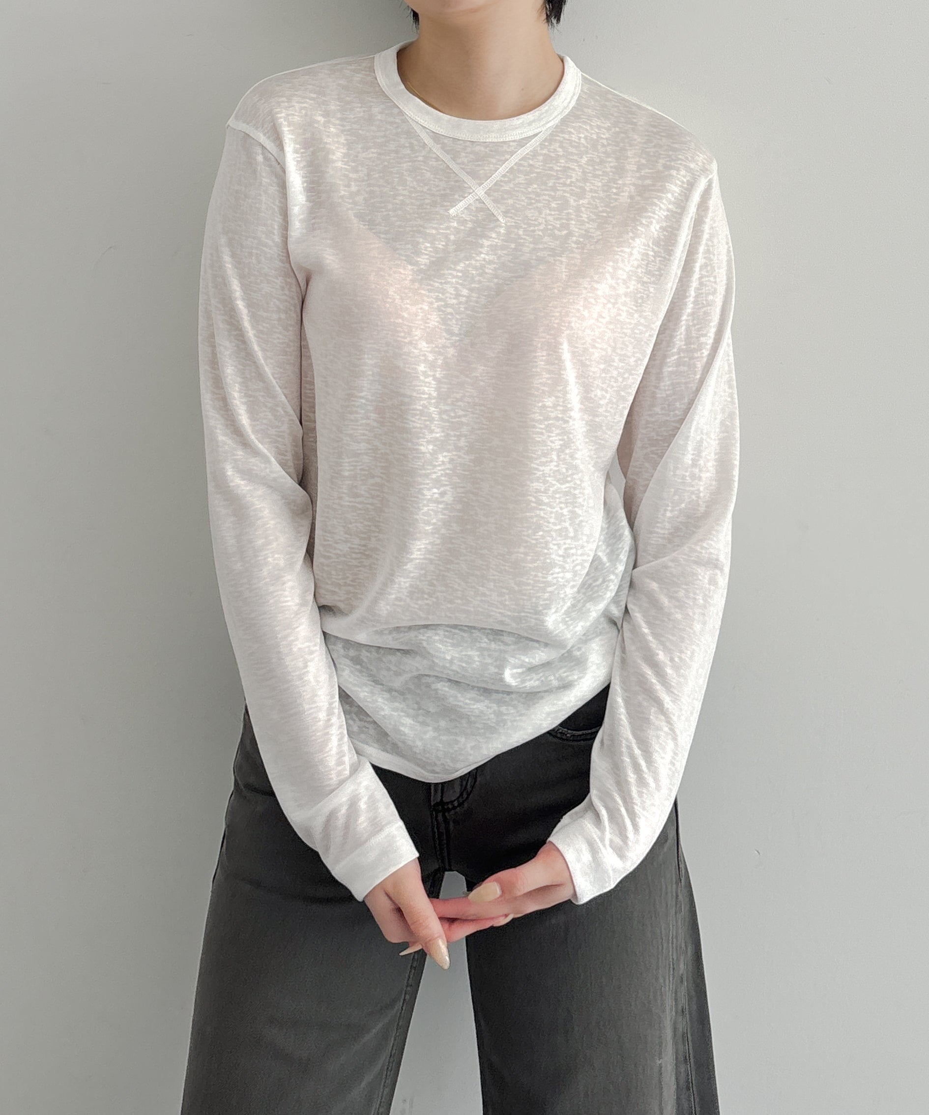 Fax Copy Express Afternoon stretch relaxed top "WHITE"